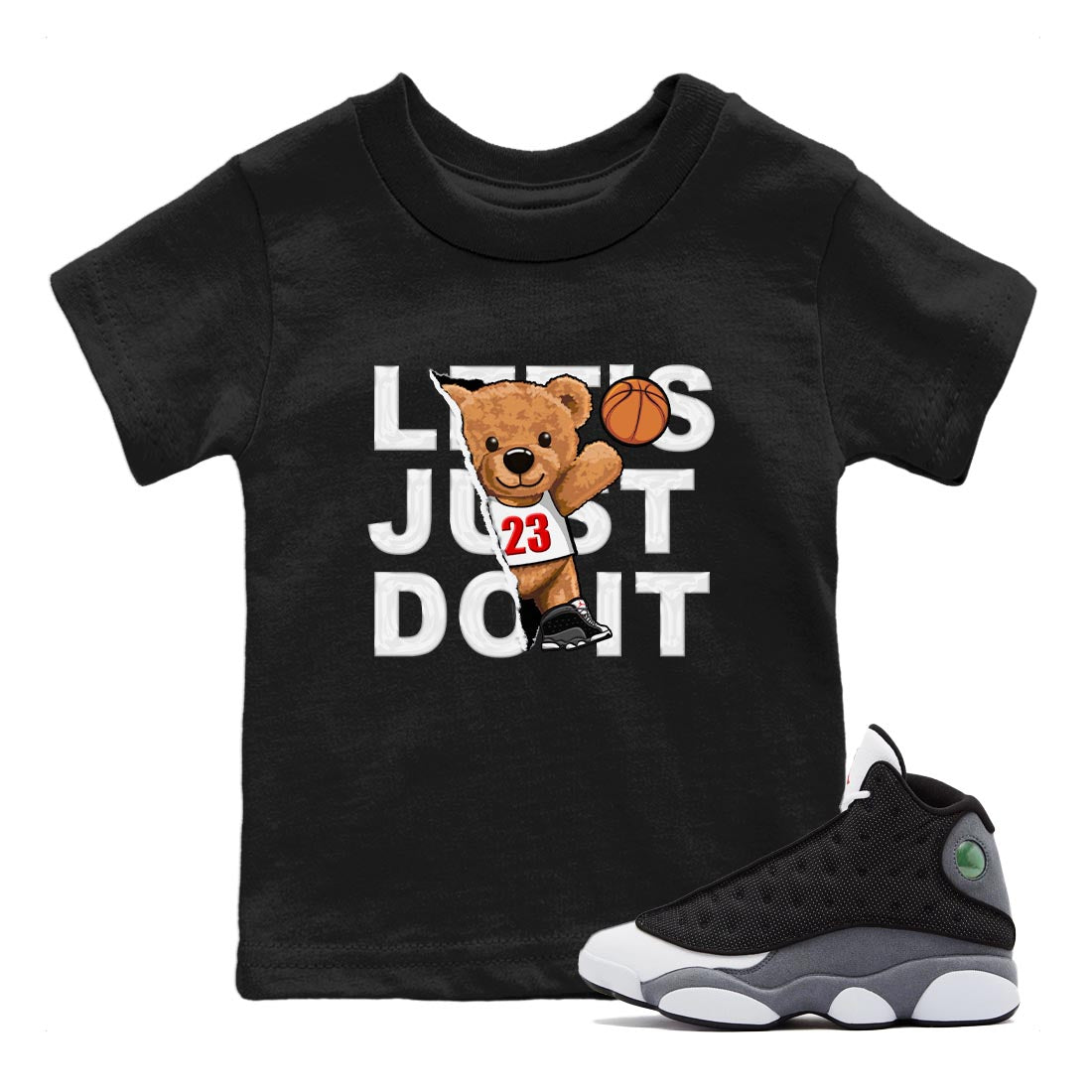Air Jordan 13 Black Flint Sneaker Match Tees Rip Out Bear Streetwear Sneaker Shirt AJ 13s Black Flint Sneaker Release Tees Kids Shirts Black 1