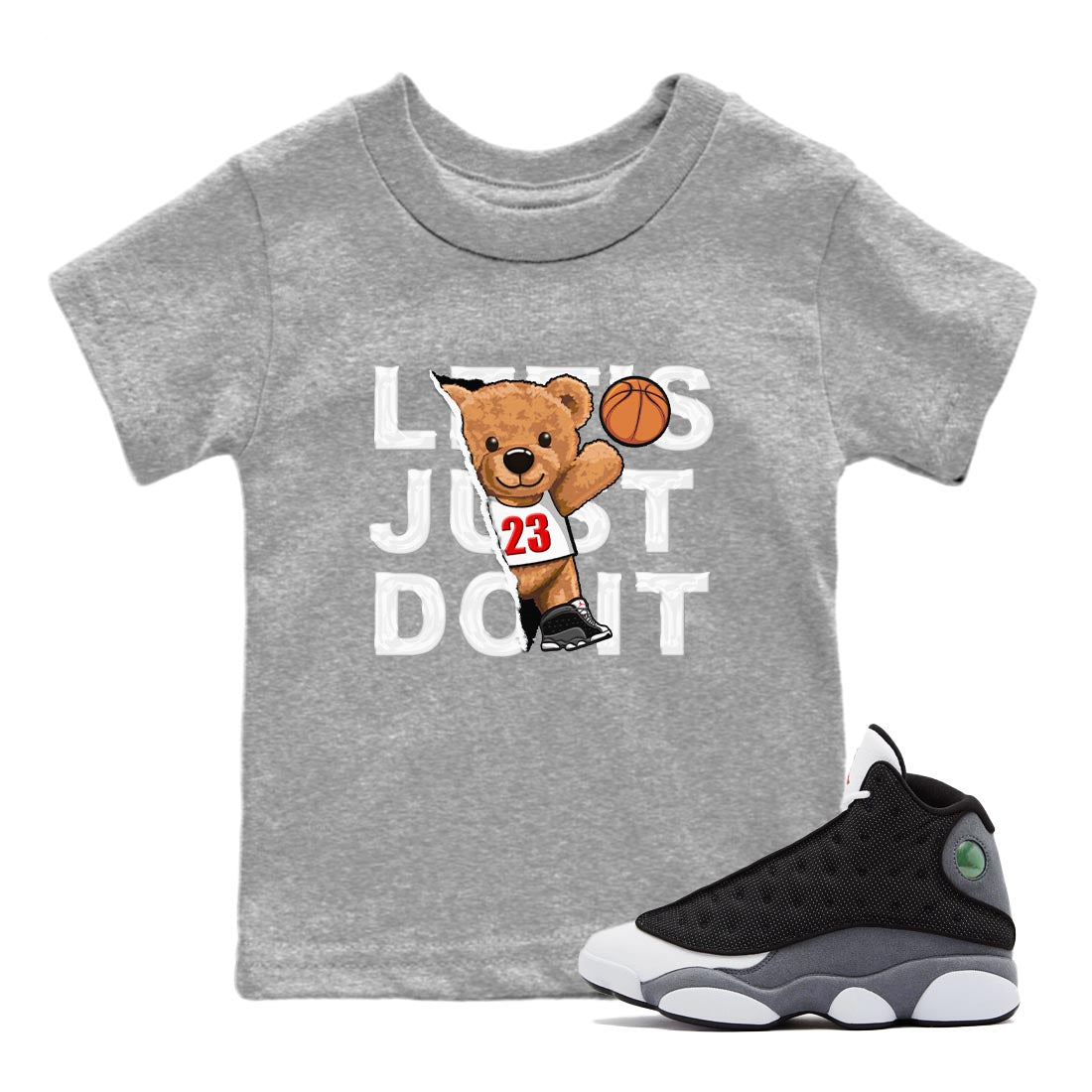 Air Jordan 13 Black Flint Rip Out Bear Baby and Kids Streetwear Sneaker Shirt AJ 13s Black Flint Kids Streetwear Sneaker Shirt Size Chart