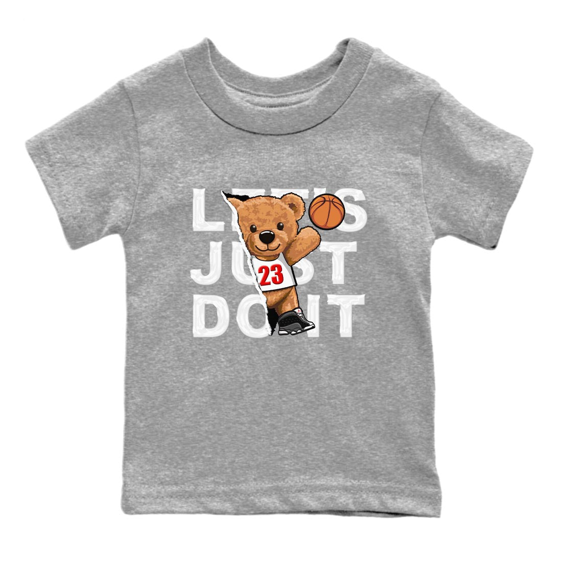 Air Jordan 13 Black Flint Sneaker Match Tees Rip Out Bear Streetwear Sneaker Shirt AJ 13s Black Flint Sneaker Release Tees Kids Shirts Heather Grey 2