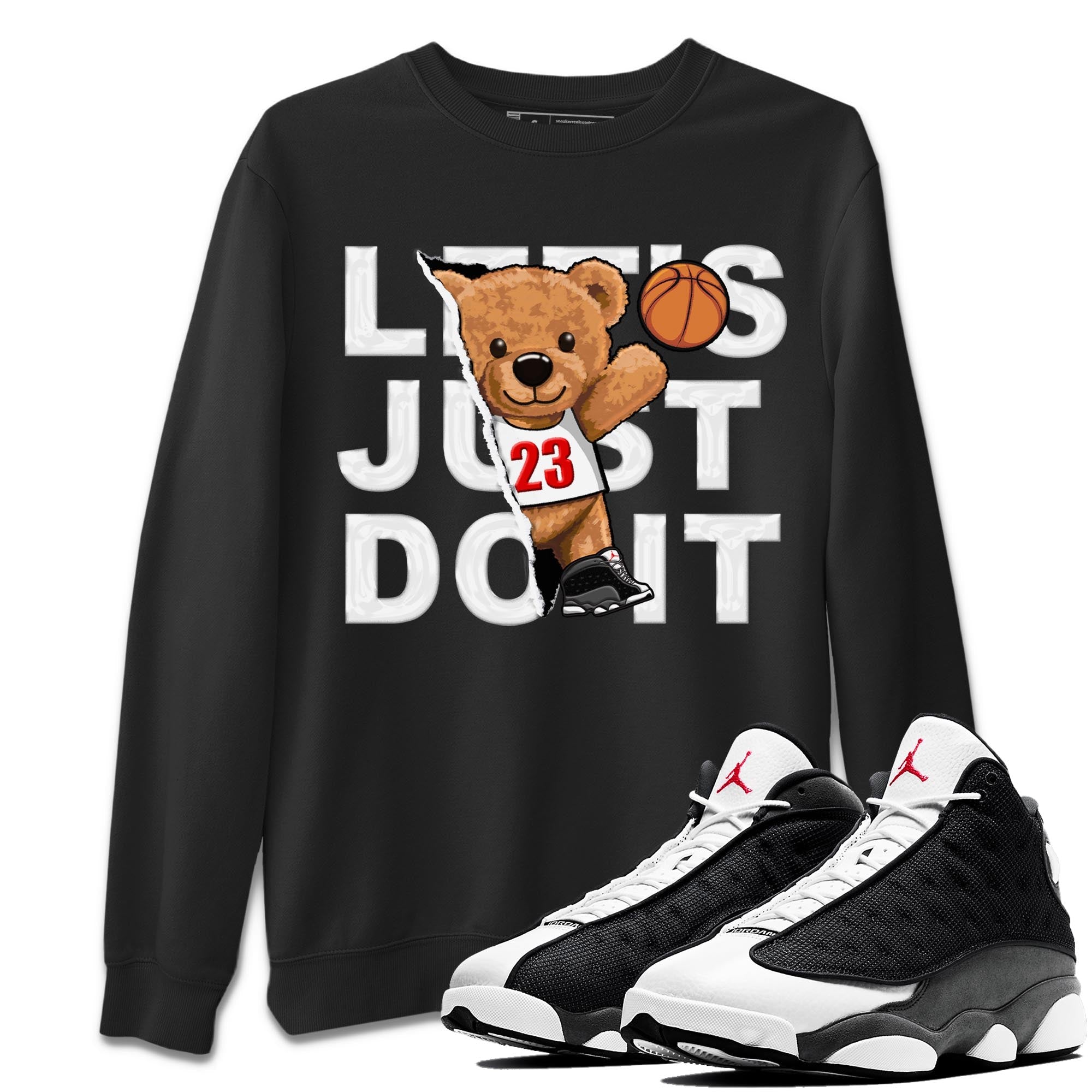 Air Jordan 13 Black Flint Rip Out Bear Crew Neck Streetwear Sneaker Shirt AJ 13s Black Flint Sneaker T-Shirts Washing and Care Tip
