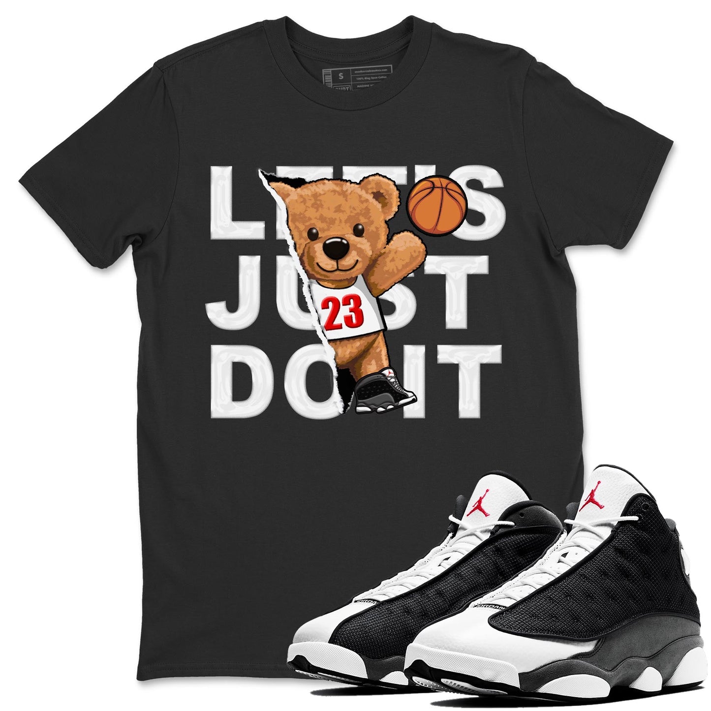 Air Jordan 13 Black Flint Sneaker Match Tees Rip Out Bear Streetwear Sneaker Shirt AJ 13s Black Flint Sneaker Release Tees Unisex Shirts Black 1