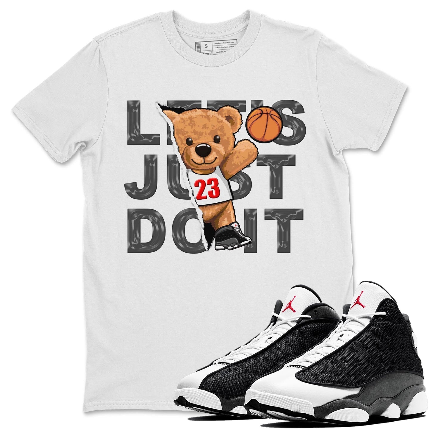 Air Jordan 13 Black Flint Sneaker Match Tees Rip Out Bear Streetwear Sneaker Shirt AJ 13s Black Flint Sneaker Release Tees Unisex Shirts White 1