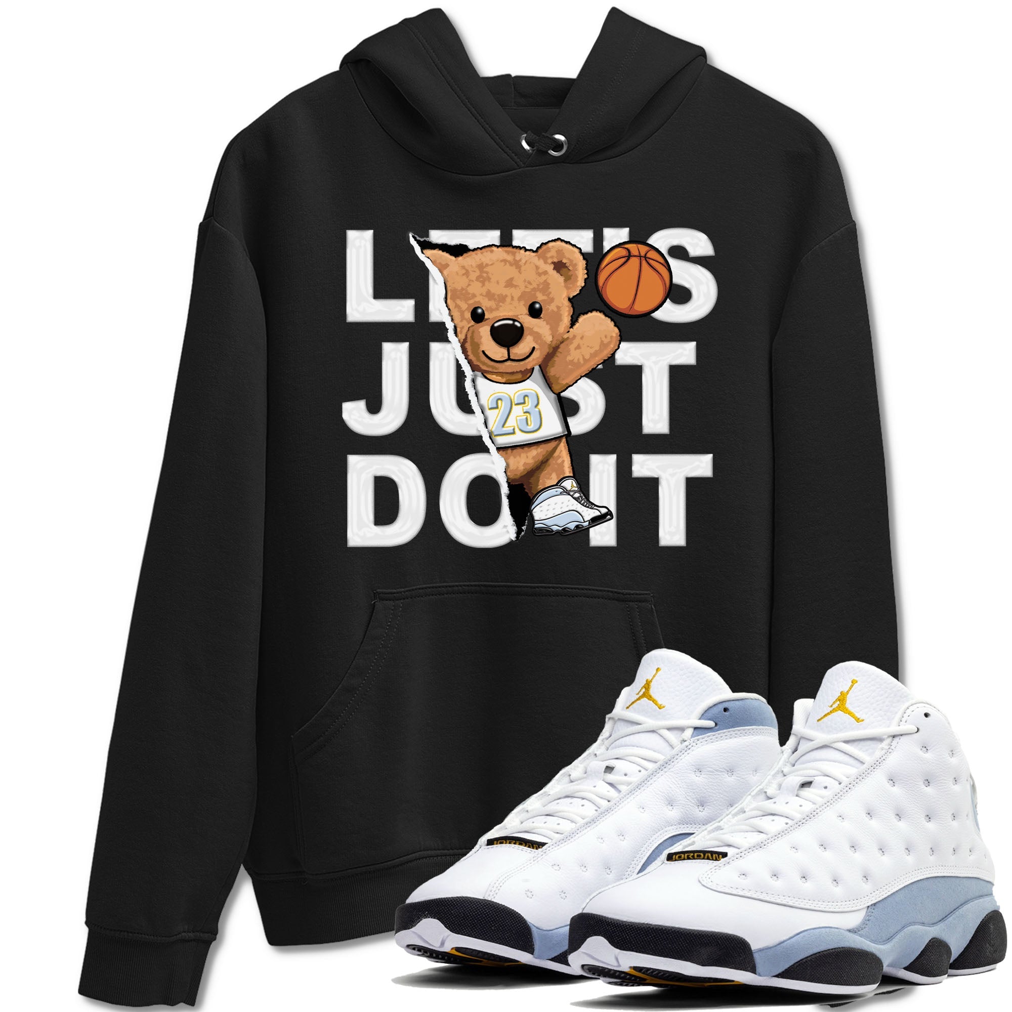 13s Blue Grey shirt to match jordans Rip Out Bear sneaker tees Air Jordan 13 Blue Grey Drip Gear Zone unisex cotton Black 1 crew neck shirt