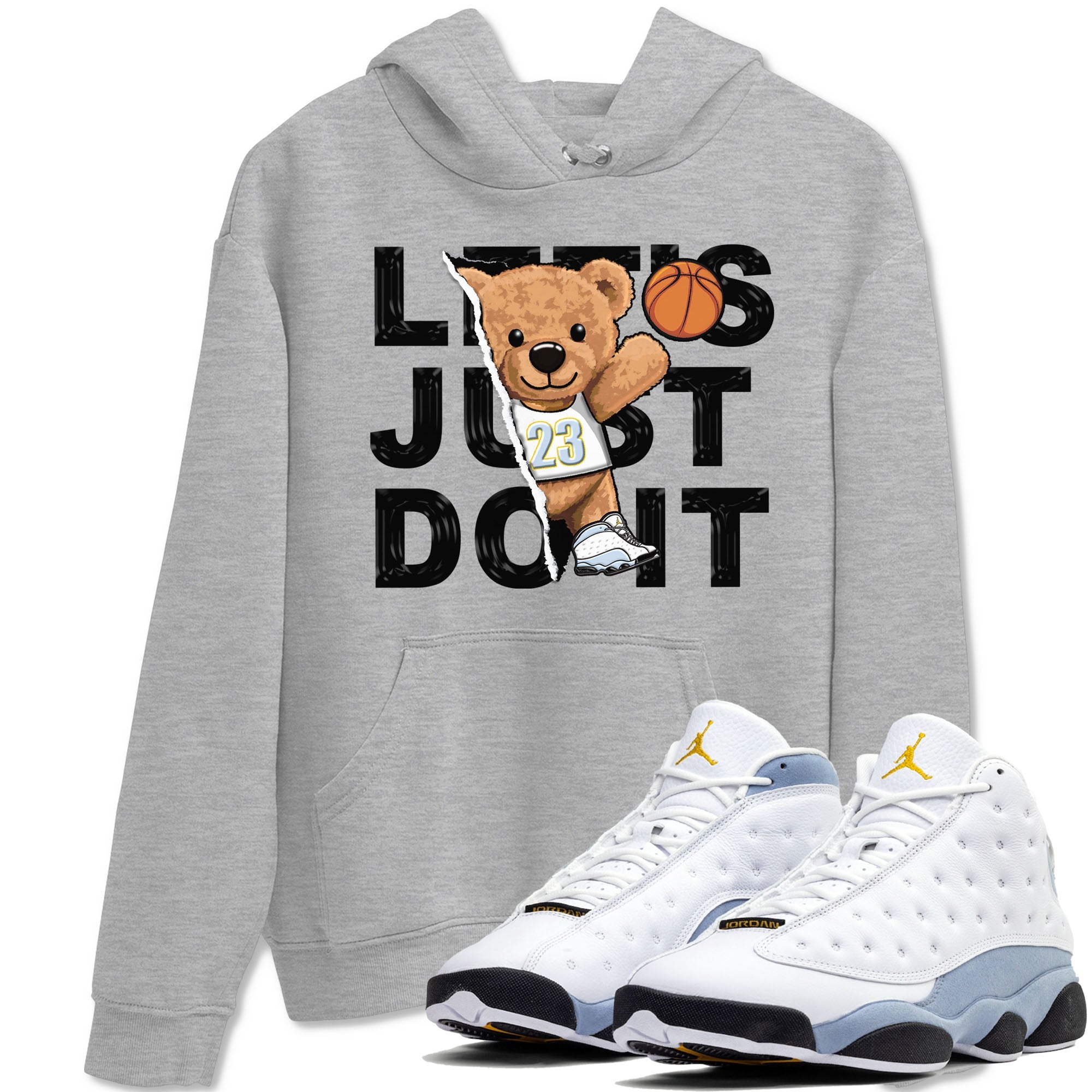 13s Blue Grey shirt to match jordans Rip Out Bear sneaker tees Air Jordan 13 Blue Grey Drip Gear Zone unisex cotton Heather Grey 1 crew neck shirt