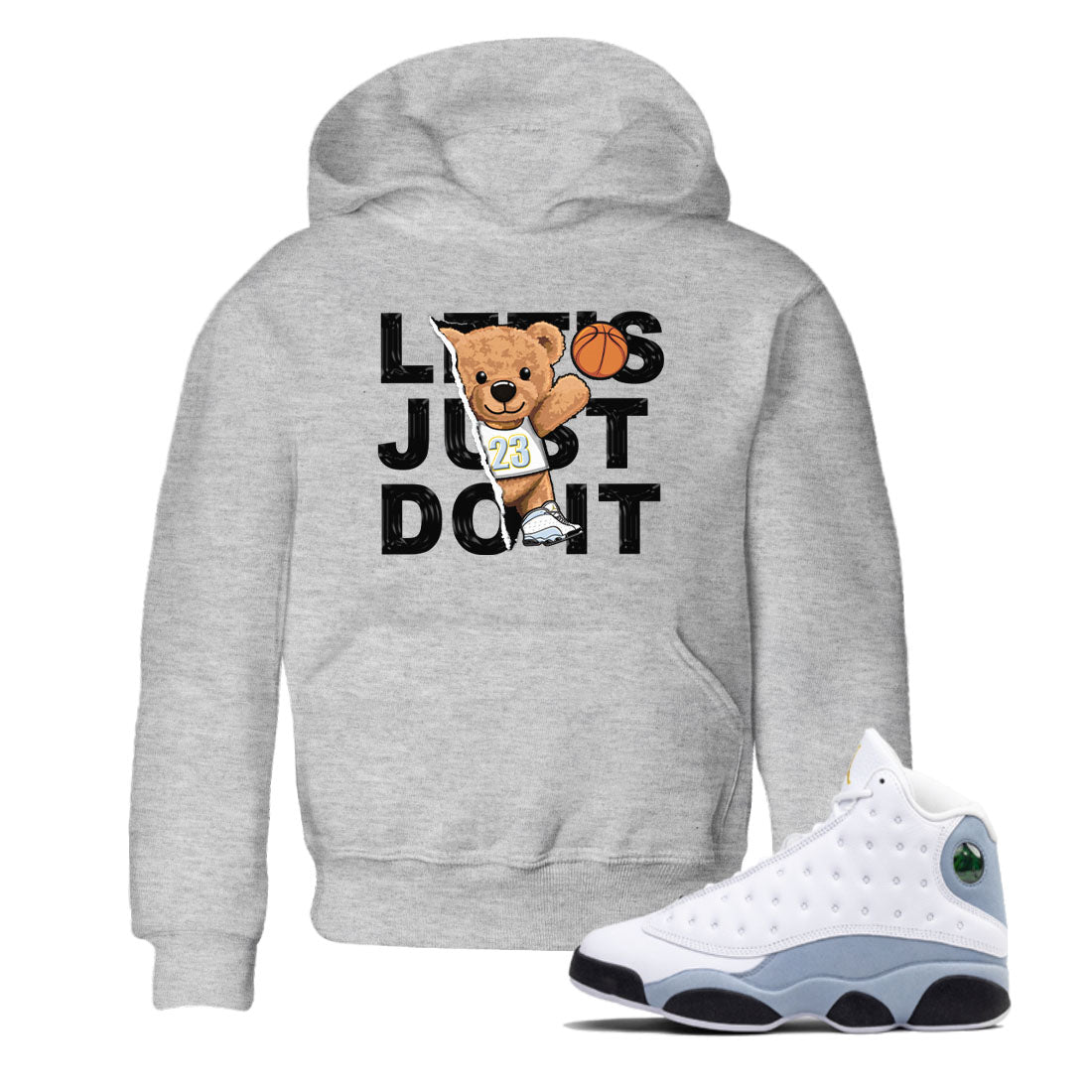 13s Blue Grey shirt to match jordans Rip Out Bear sneaker tees Air Jordan 13 Blue Grey Drip Gear Zone baby toddler Heather Grey 1 cotton Shirt