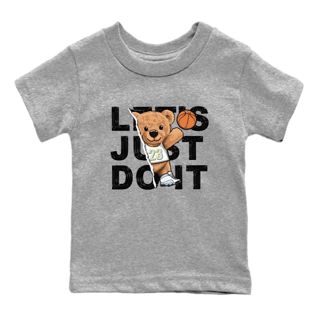 13s Blue Grey shirt to match jordans Rip Out Bear sneaker tees Air Jordan 13 Blue Grey Drip Gear Zone baby toddler Heather Grey 2 cotton Shirt