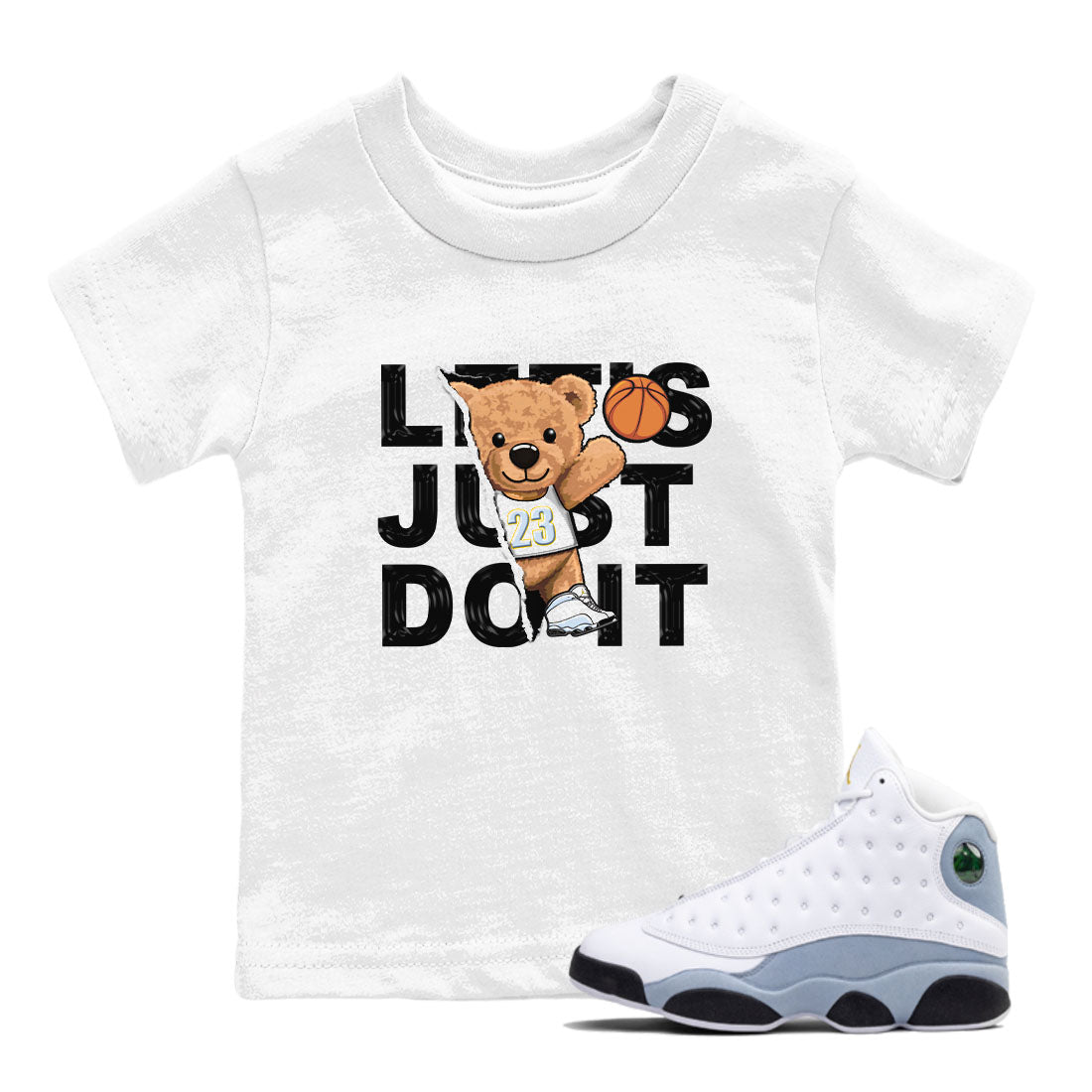 13s Blue Grey shirt to match jordans Rip Out Bear sneaker tees Air Jordan 13 Blue Grey Drip Gear Zone baby toddler White 1 cotton Shirt