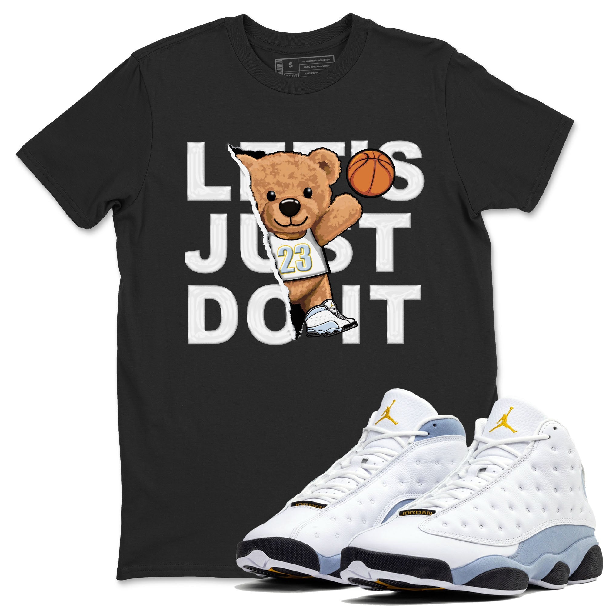 13s Blue Grey shirt to match jordans Rip Out Bear sneaker tees Air Jordan 13 Blue Grey Drip Gear Zone unisex cotton Black 1 crew neck shirt
