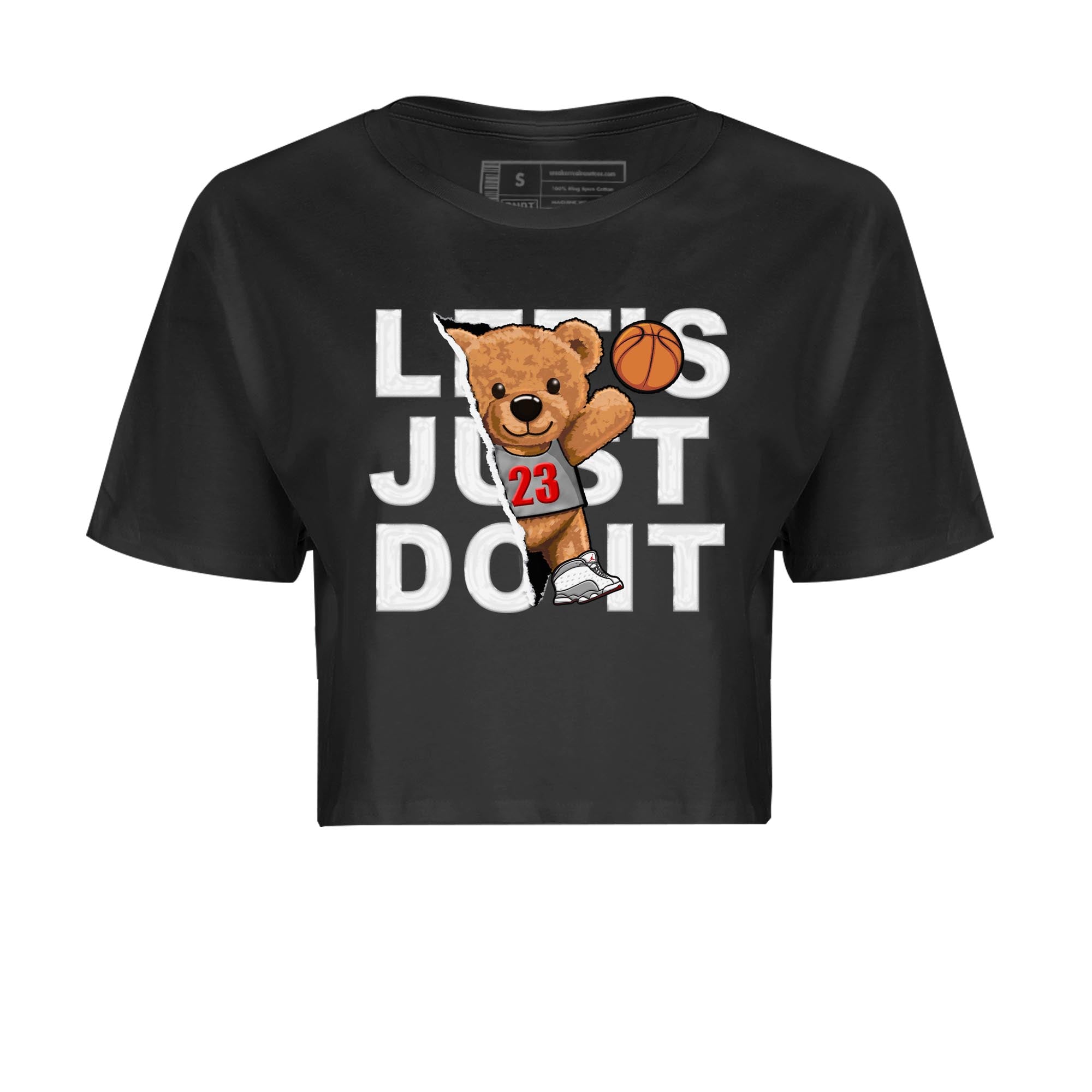 AJ13 Wolf Grey Sneaker Match Tees Rip Out Bear Streetwear Sneaker Shirt Air Jordan 13 Wolf Grey Drip Gear Zone Sneaker Matching Clothing Women's Shirts Black 2