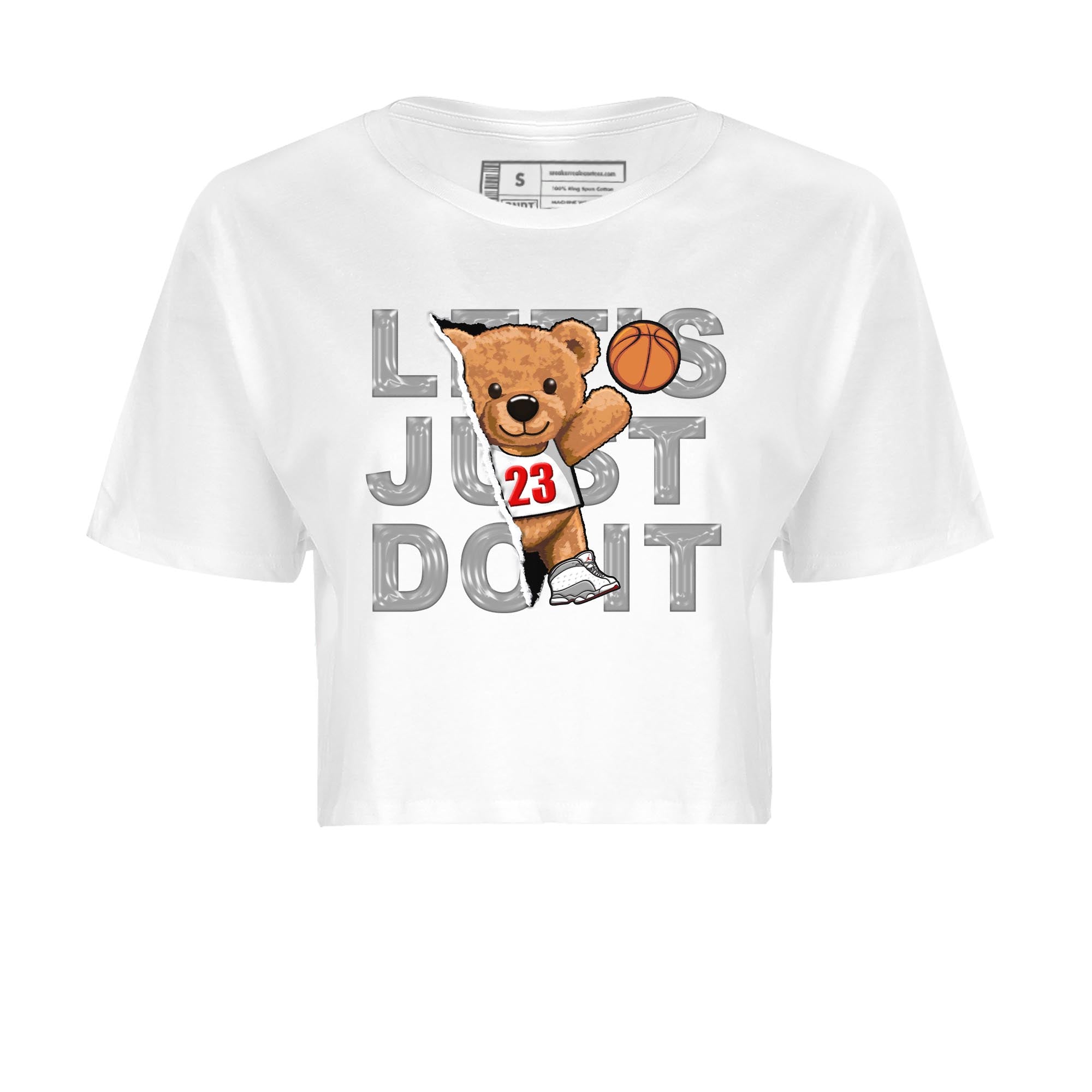 AJ13 Wolf Grey Sneaker Match Tees Rip Out Bear Streetwear Sneaker Shirt Air Jordan 13 Wolf Grey Drip Gear Zone Sneaker Matching Clothing Women's Shirts White 2