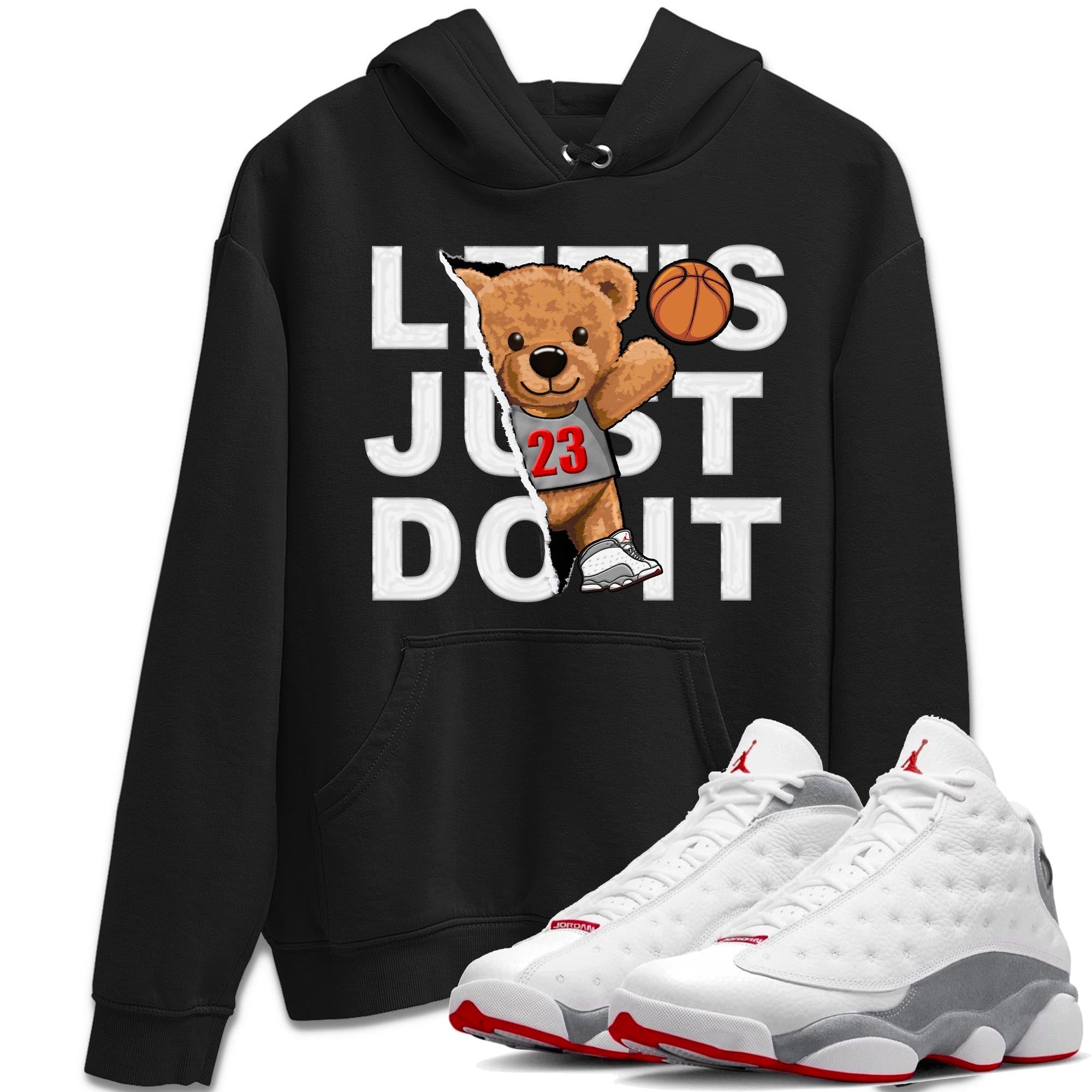 AJ13 Wolf Grey Sneaker Match Tees Rip Out Bear Streetwear Sneaker Shirt Air Jordan 13 Wolf Grey Drip Gear Zone Sneaker Matching Clothing Unisex Shirts Black 1