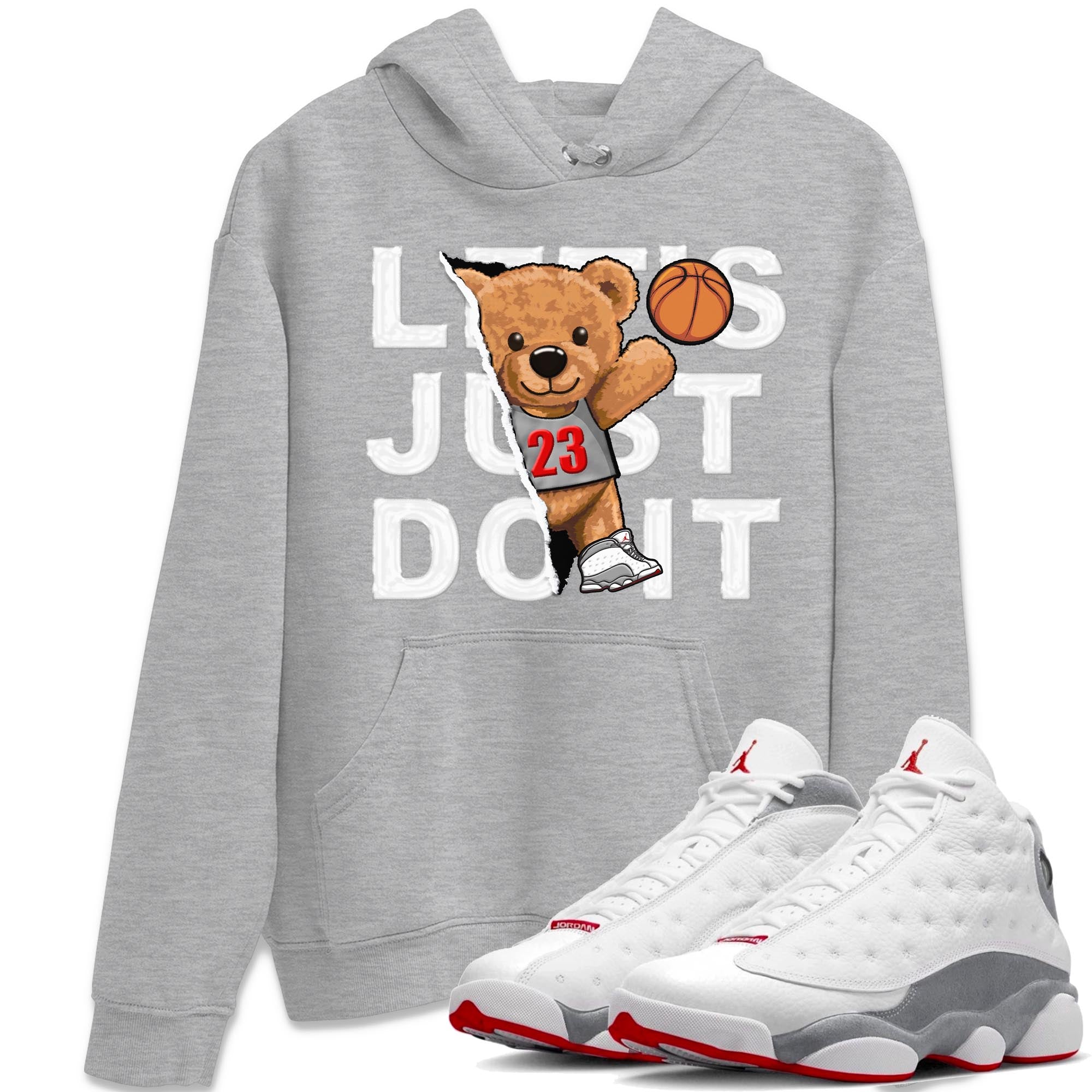 AJ13 Wolf Grey Sneaker Match Tees Rip Out Bear Streetwear Sneaker Shirt Air Jordan 13 Wolf Grey Drip Gear Zone Sneaker Matching Clothing Unisex Shirts Heather Grey 1