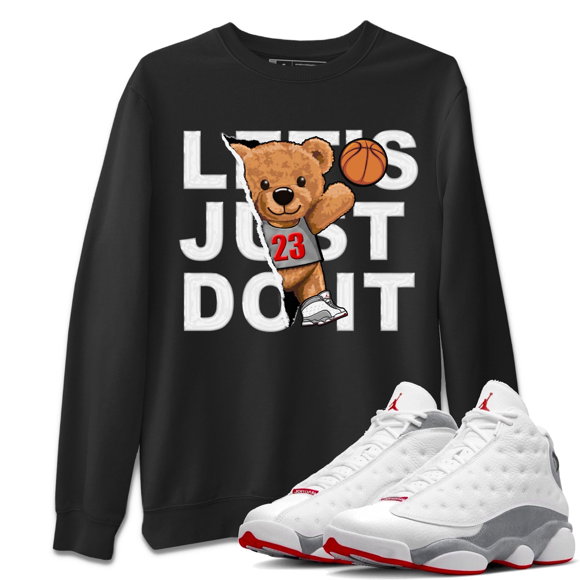 AJ13 Wolf Grey Sneaker Match Tees Rip Out Bear Streetwear Sneaker Shirt Air Jordan 13 Wolf Grey Drip Gear Zone Sneaker Matching Clothing Unisex Shirts Black 1