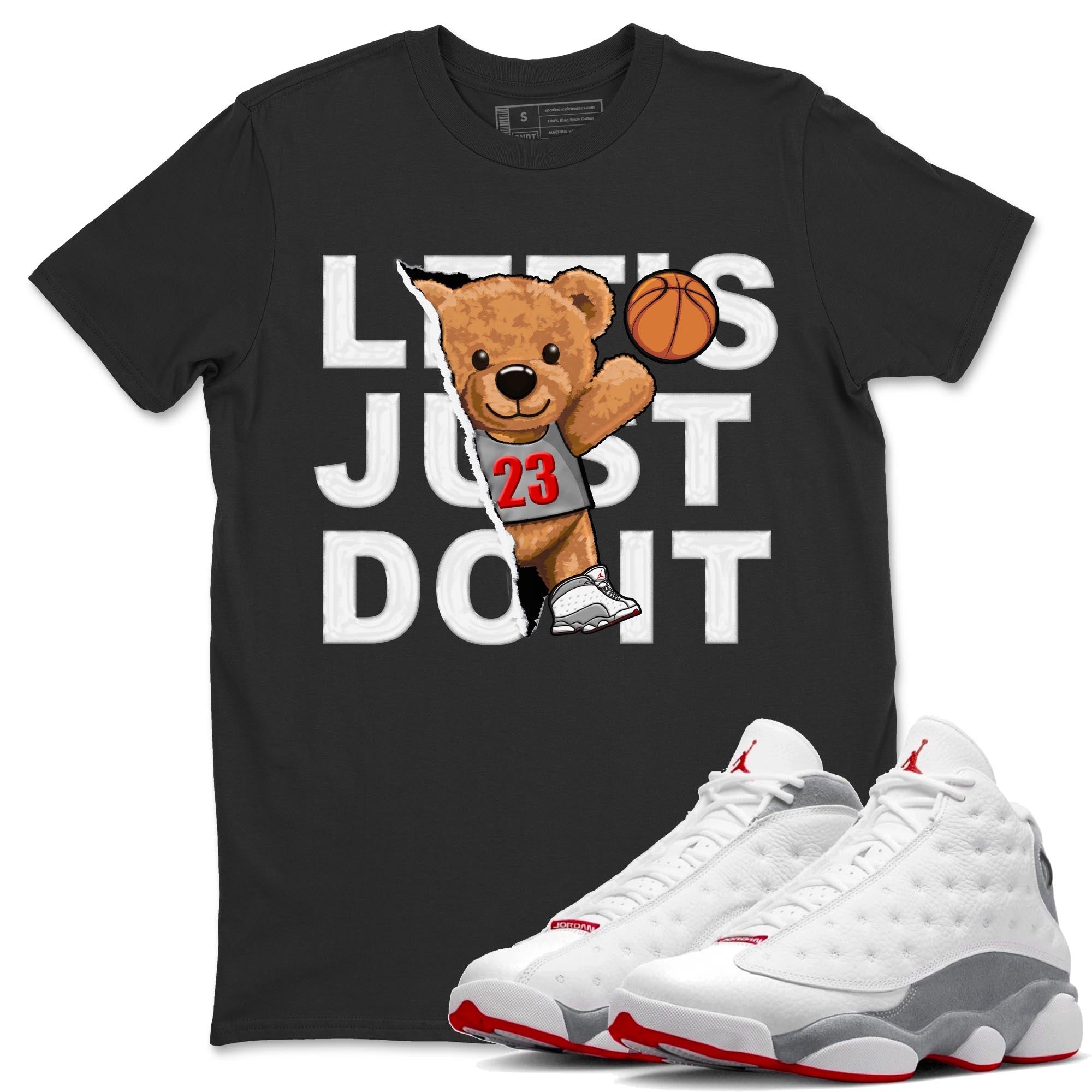 AJ13 Wolf Grey Sneaker Match Tees Rip Out Bear Streetwear Sneaker Shirt Air Jordan 13 Wolf Grey Drip Gear Zone Sneaker Matching Clothing Unisex Shirts Black 1