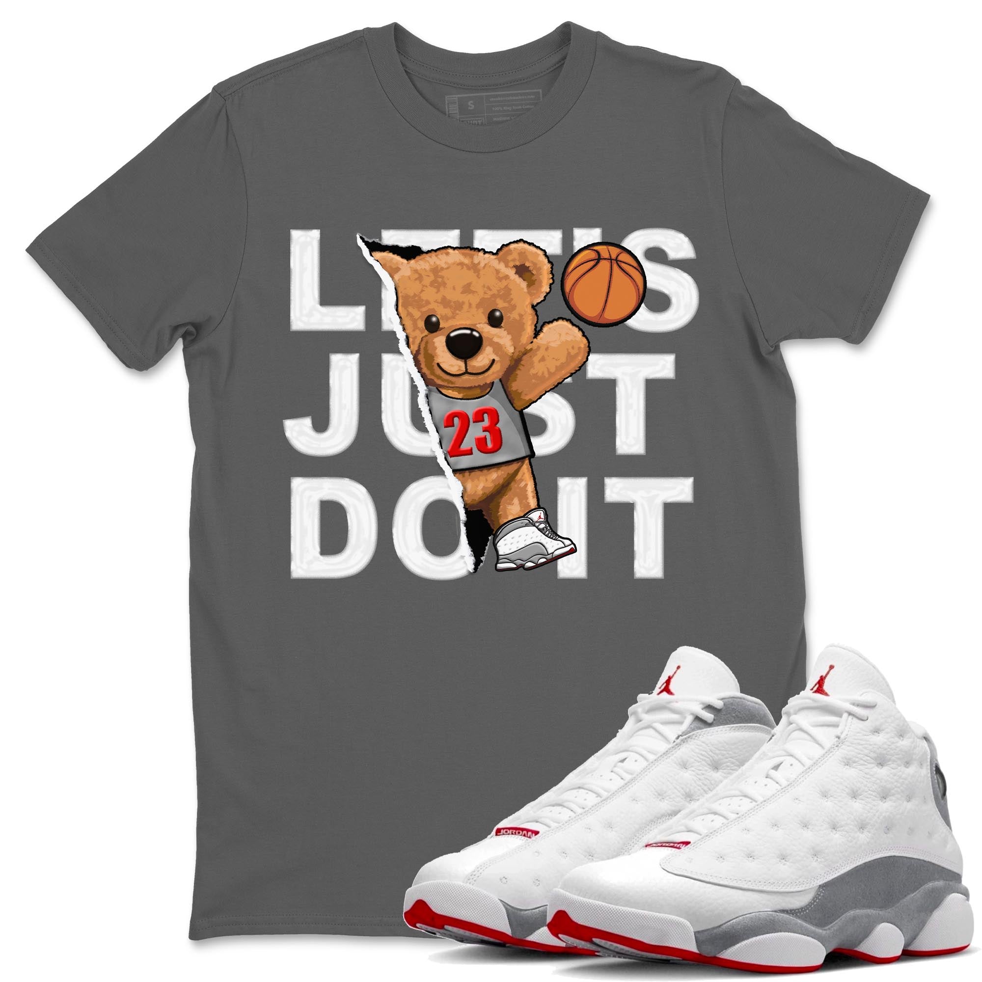 AJ13 Wolf Grey Sneaker Match Tees Rip Out Bear Streetwear Sneaker Shirt Air Jordan 13 Wolf Grey Drip Gear Zone Sneaker Matching Clothing Unisex Shirts Cool Grey 1