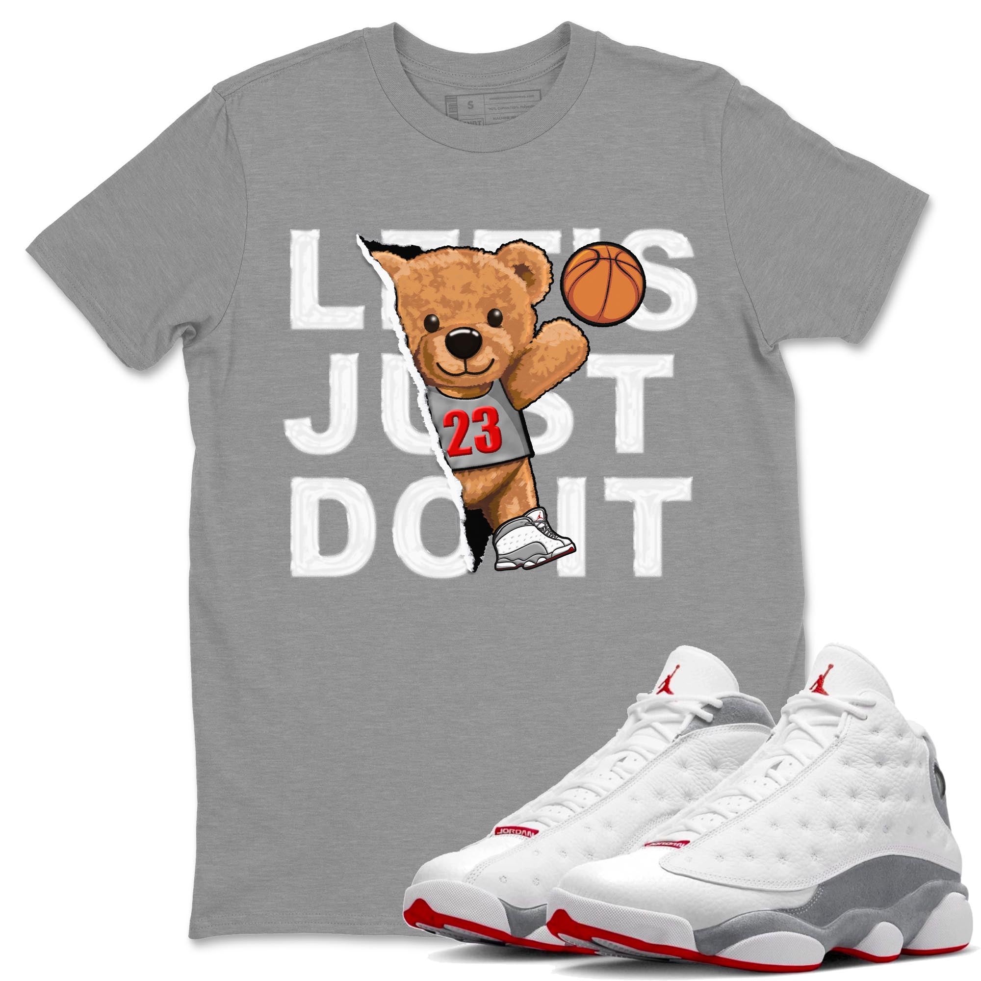 AJ13 Wolf Grey Sneaker Match Tees Rip Out Bear Streetwear Sneaker Shirt Air Jordan 13 Wolf Grey Drip Gear Zone Sneaker Matching Clothing Unisex Shirts Heather Grey 1
