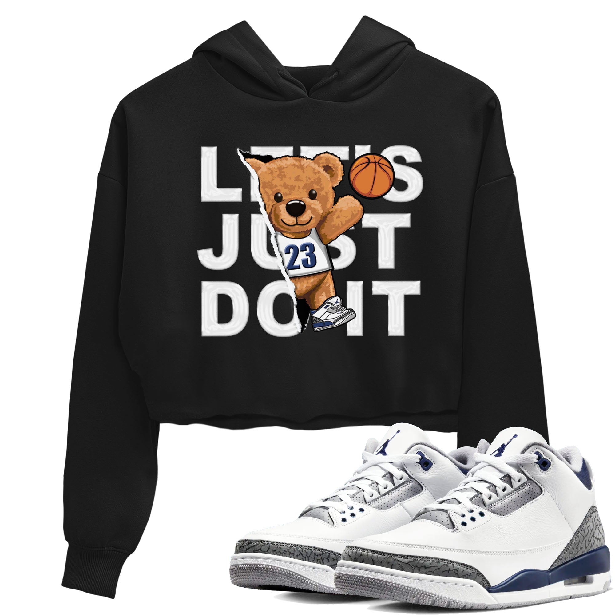 Air Jordan 3 Retro Midnight Navy shirt to match jordans Rip Out Bear sneaker shirt 3s Midnight Navy Drip Gear Zone Black 1 crop shirt