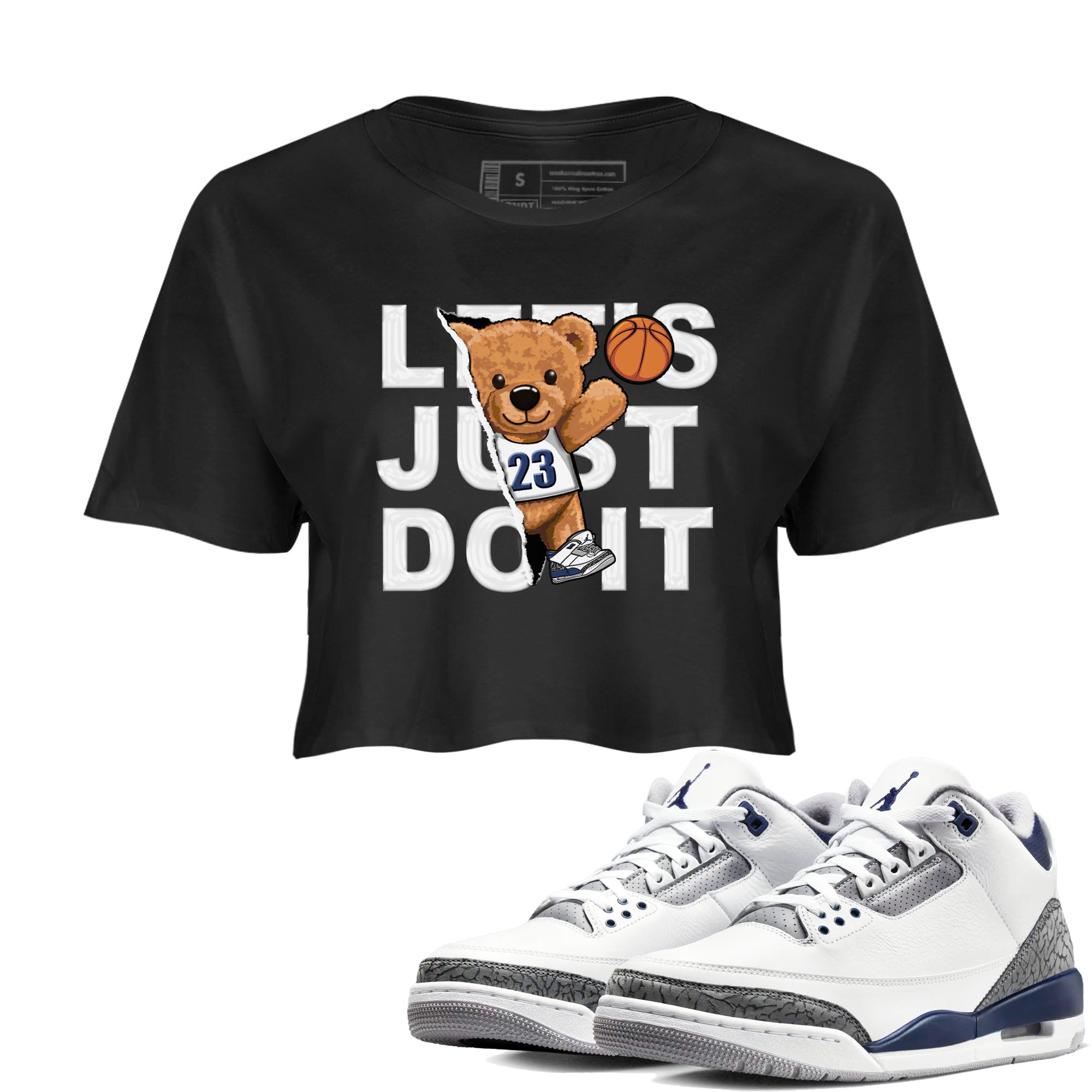 Air Jordan 3 Retro Midnight Navy shirt to match jordans Rip Out Bear sneaker shirt 3s Midnight Navy Drip Gear Zone Black 1 crop shirt