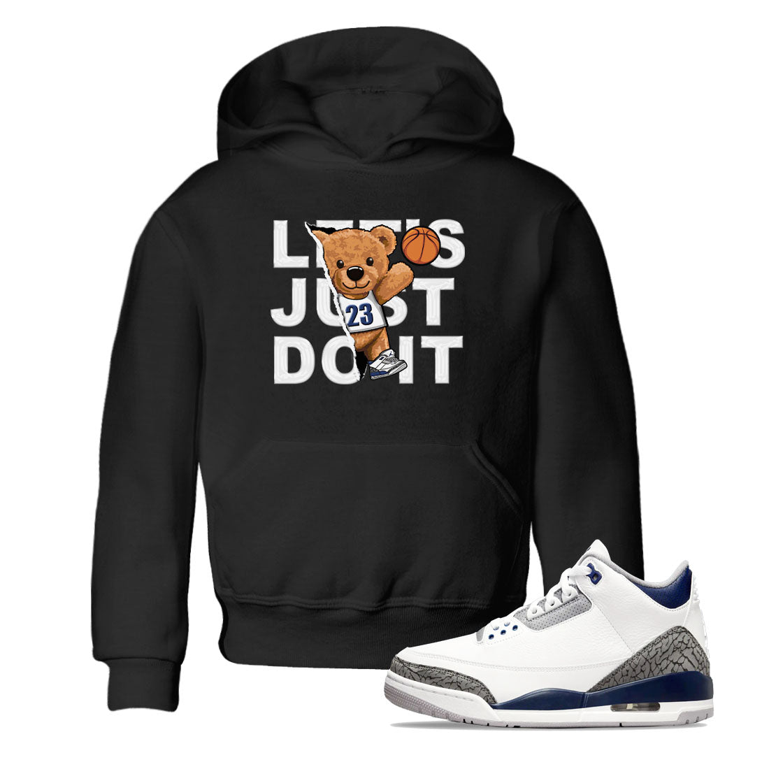 Air Jordan 3 Retro Midnight Navy shirt to match jordans Rip Out Bear sneaker shirt 3s Midnight Navy Drip Gear Zone baby toddler Black 1 cotton Shirt