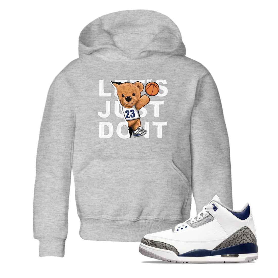 Air Jordan 3 Retro Midnight Navy shirt to match jordans Rip Out Bear sneaker shirt 3s Midnight Navy Drip Gear Zone baby toddler Heather Grey 1 cotton Shirt
