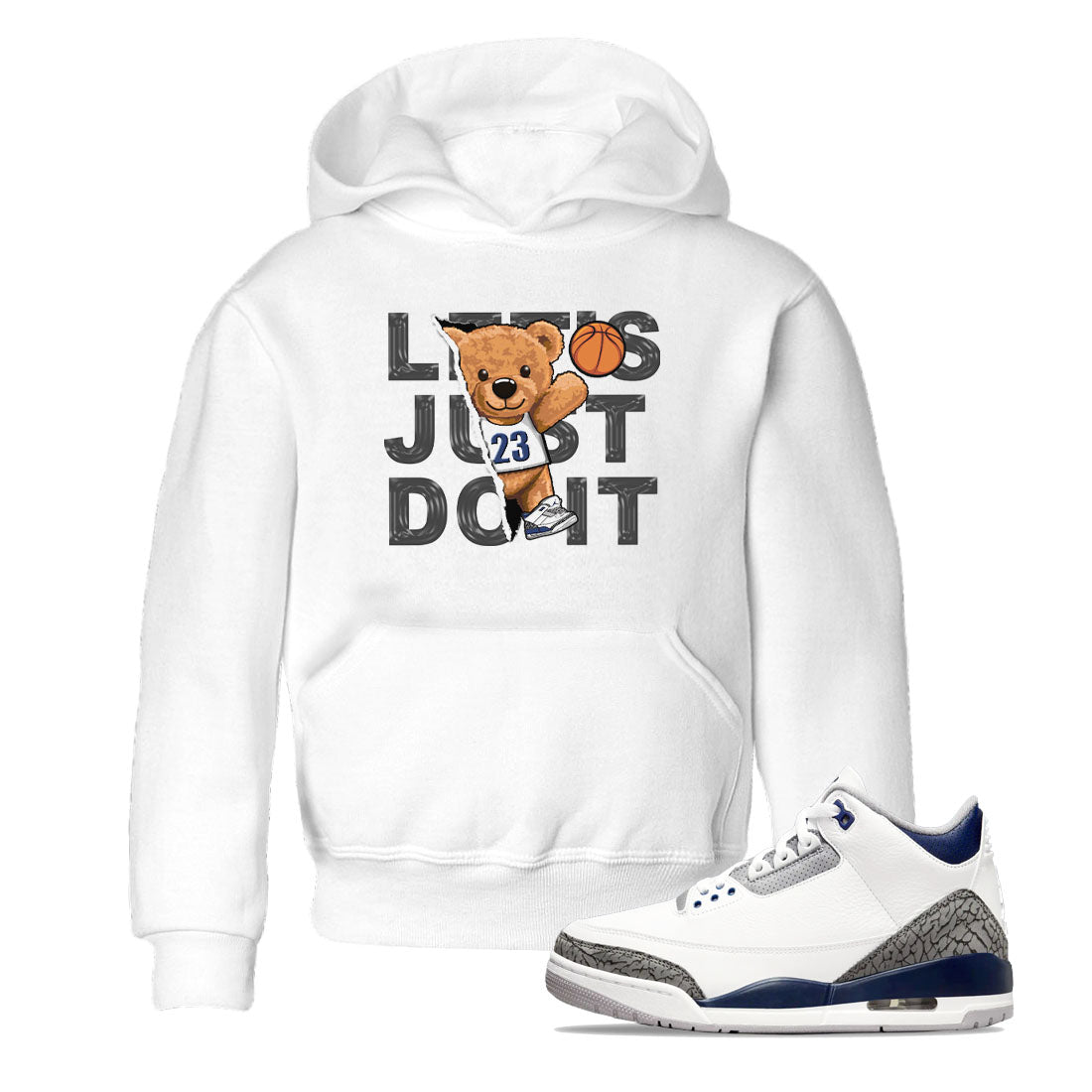 Air Jordan 3 Retro Midnight Navy shirt to match jordans Rip Out Bear sneaker shirt 3s Midnight Navy Drip Gear Zone baby toddler White 1 cotton Shirt