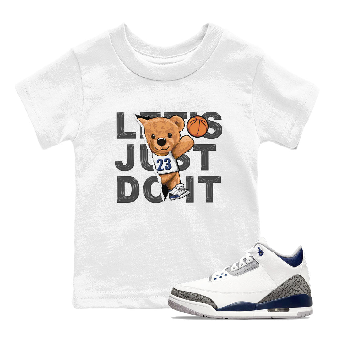 Air Jordan 3 Retro Midnight Navy shirt to match jordans Rip Out Bear sneaker shirt 3s Midnight Navy Drip Gear Zone baby toddler White 1 cotton Shirt