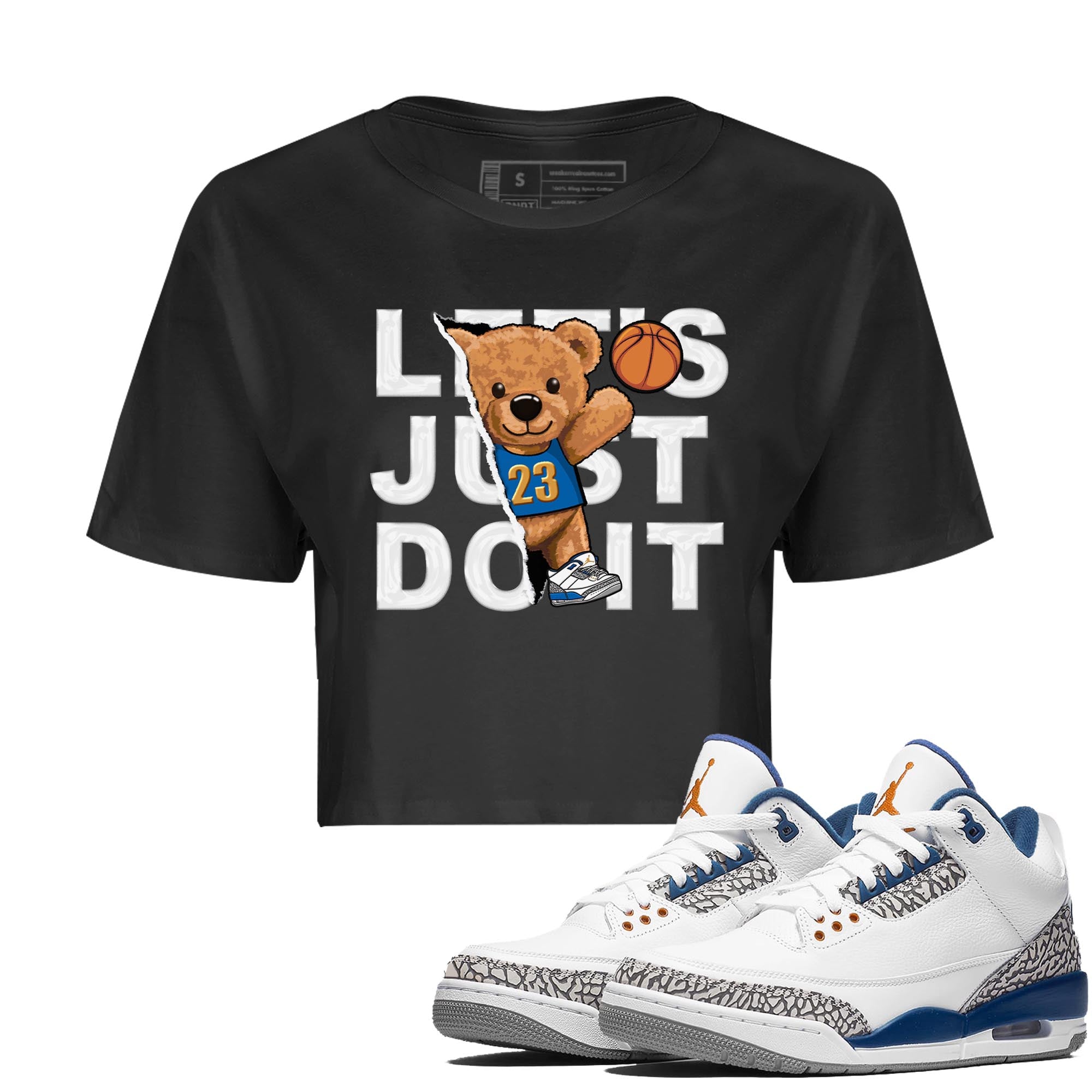 Air Jordan 3 Wizards Sneaker Match Tees Rip Out Bear Streetwear Sneaker Shirt Air Jordan 3 Wizards Sneaker Release Tees Women's Shirts Black 1