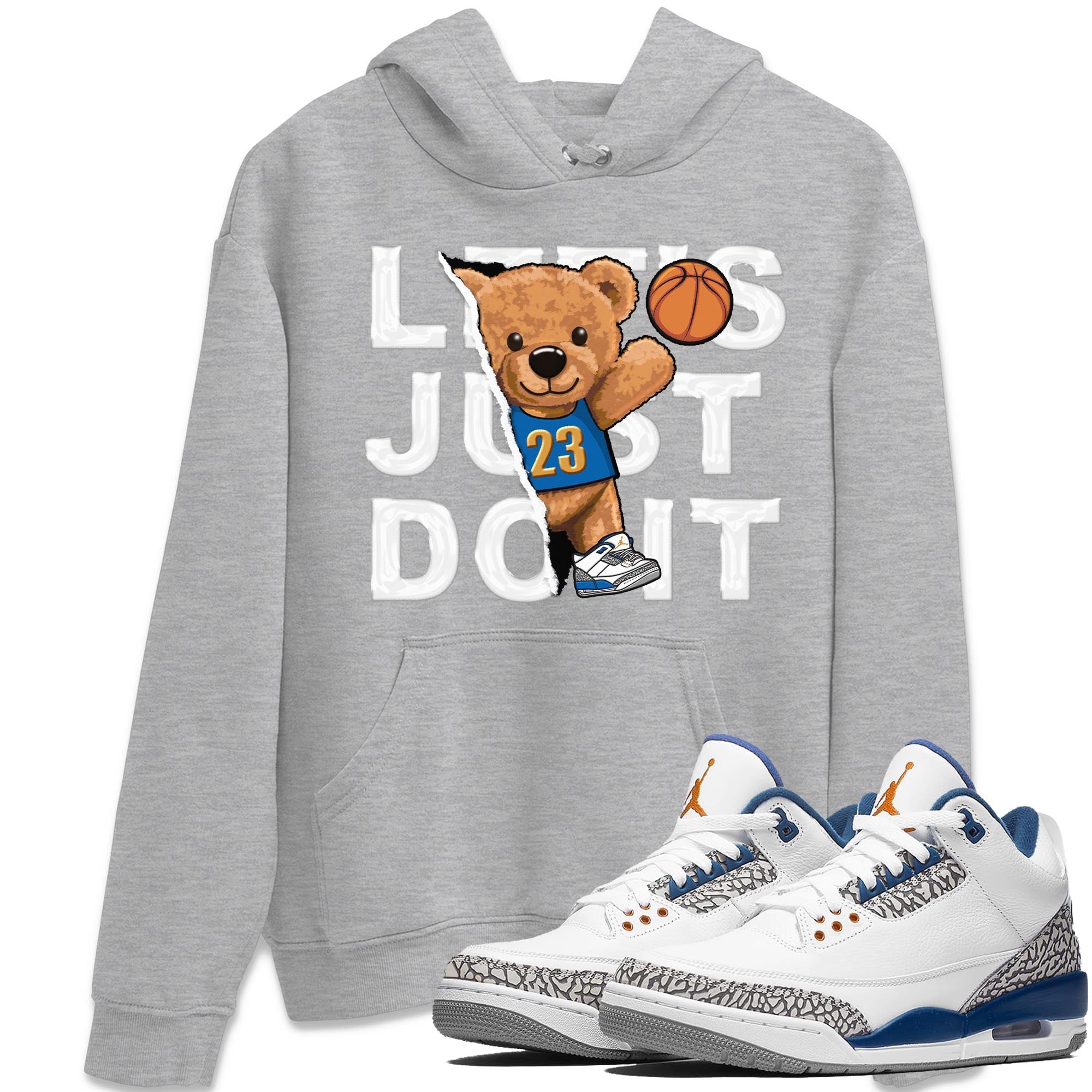 Air Jordan 3 Wizards Sneaker Match Tees Rip Out Bear Streetwear Sneaker Shirt Air Jordan 3 Wizards Sneaker Release Tees Unisex Shirts Heather Grey 1