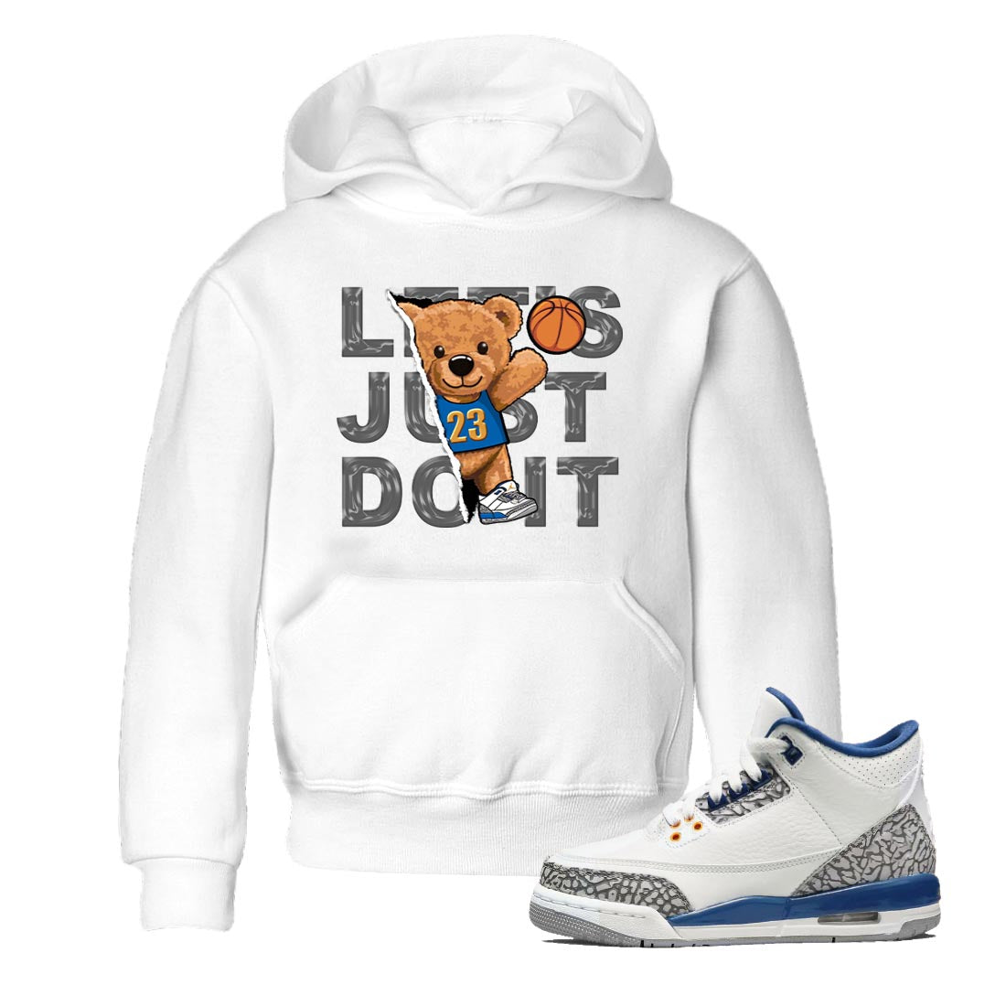 Air Jordan 3 Wizards Sneaker Match Tees Rip Out Bear Streetwear Sneaker Shirt Air Jordan 3 Wizards Sneaker Release Tees Kids Shirts White 1