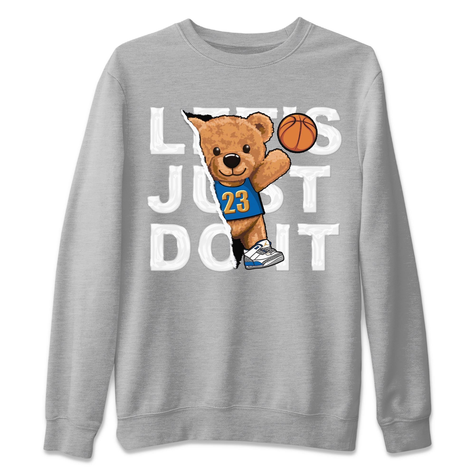 Air Jordan 3 Wizards Sneaker Match Tees Rip Out Bear Streetwear Sneaker Shirt Air Jordan 3 Wizards Sneaker Release Tees Unisex Shirts Heather Grey 2