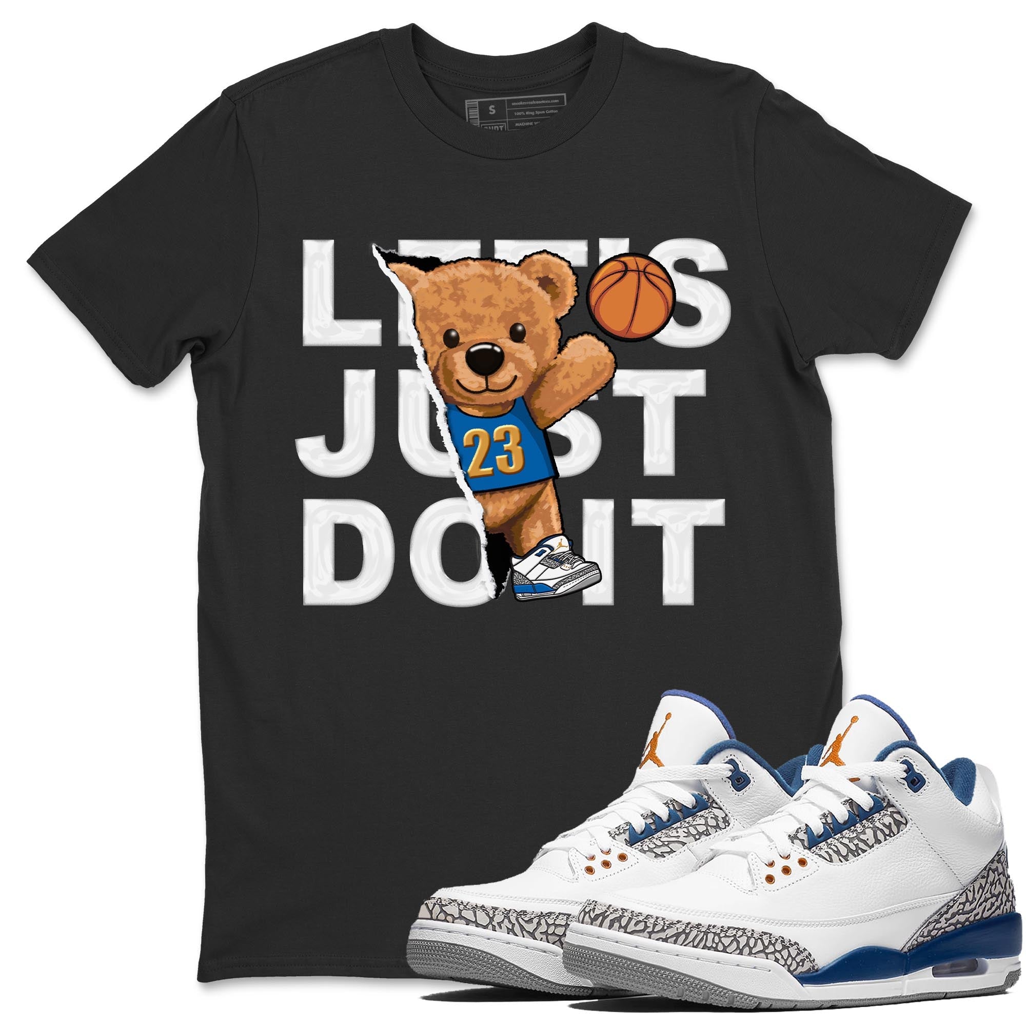 Air Jordan 3 Wizards Sneaker Match Tees Rip Out Bear Streetwear Sneaker Shirt Air Jordan 3 Wizards Sneaker Release Tees Unisex Shirts Black 1