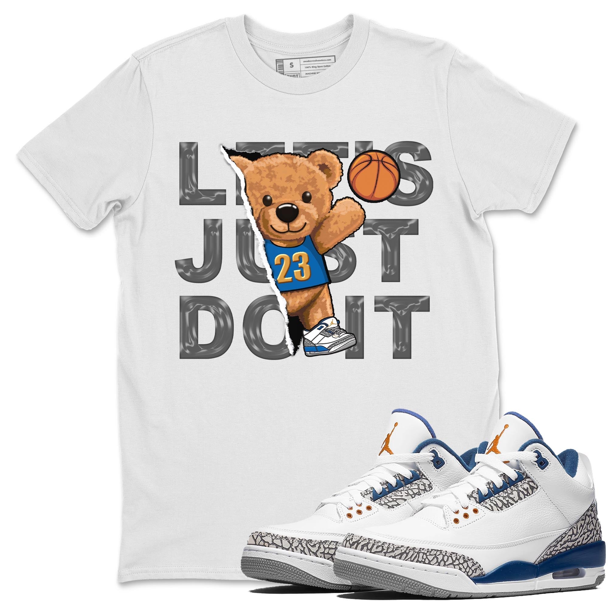 Air Jordan 3 Wizards Sneaker Match Tees Rip Out Bear Streetwear Sneaker Shirt Air Jordan 3 Wizards Sneaker Release Tees Unisex Shirts White 1