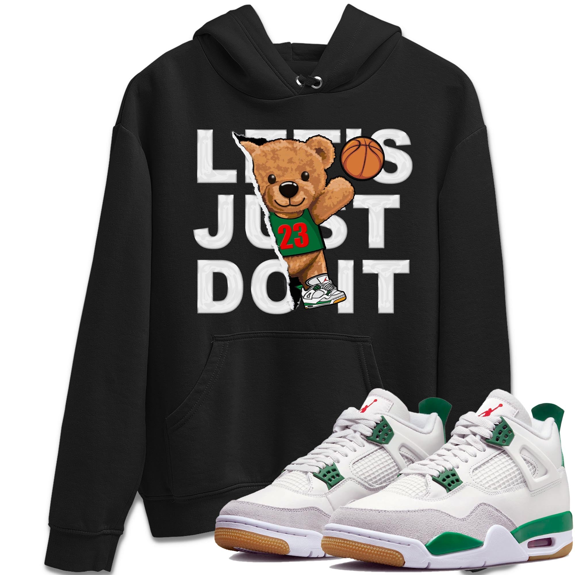 Air Jordan 4 Pine Green Sneaker Match Tees Rip Out Bear Streetwear Sneaker Shirt AJ 4s Pine Green Sneaker Release Tees Unisex Shirts Black 1