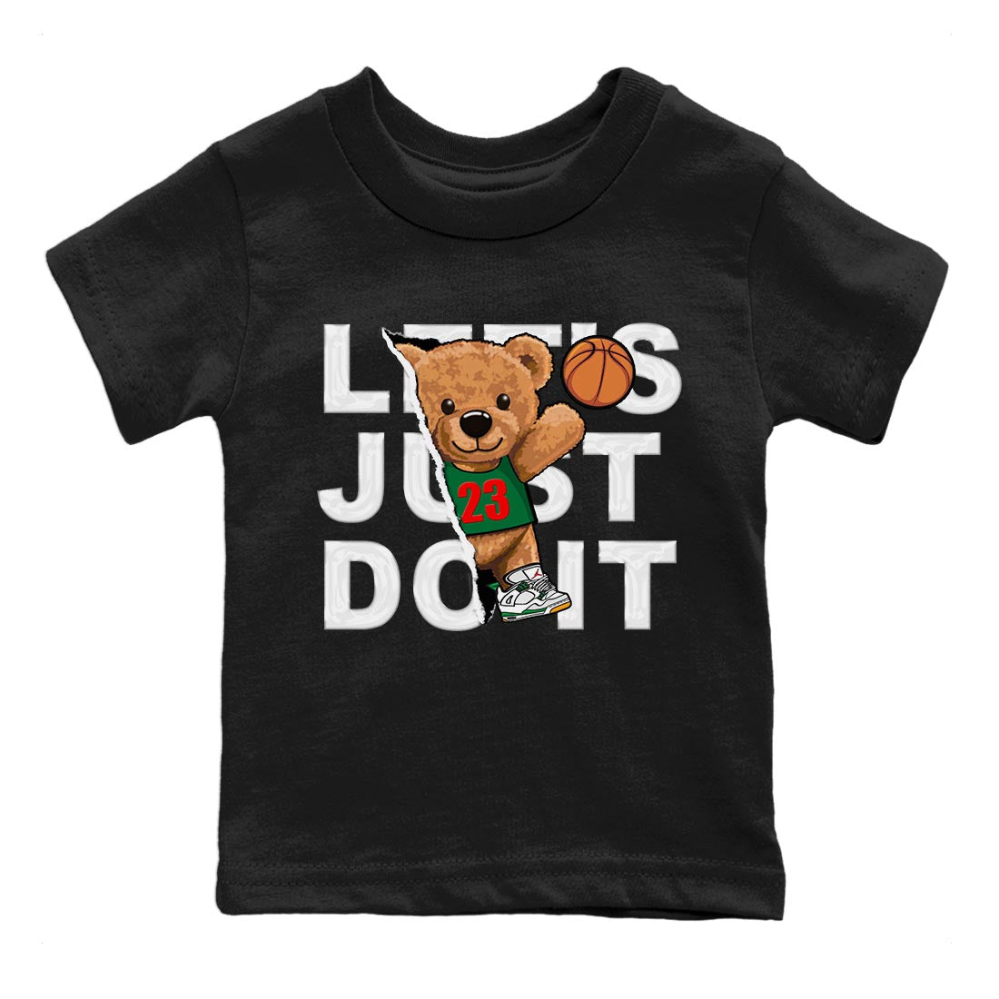 Air Jordan 4 Pine Green Sneaker Match Tees Rip Out Bear Streetwear Sneaker Shirt AJ 4s Pine Green Sneaker Release Tees Kids Shirts Black 2