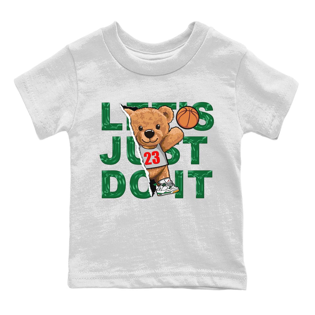 Air Jordan 4 Pine Green Sneaker Match Tees Rip Out Bear Streetwear Sneaker Shirt AJ 4s Pine Green Sneaker Release Tees Kids Shirts White 2