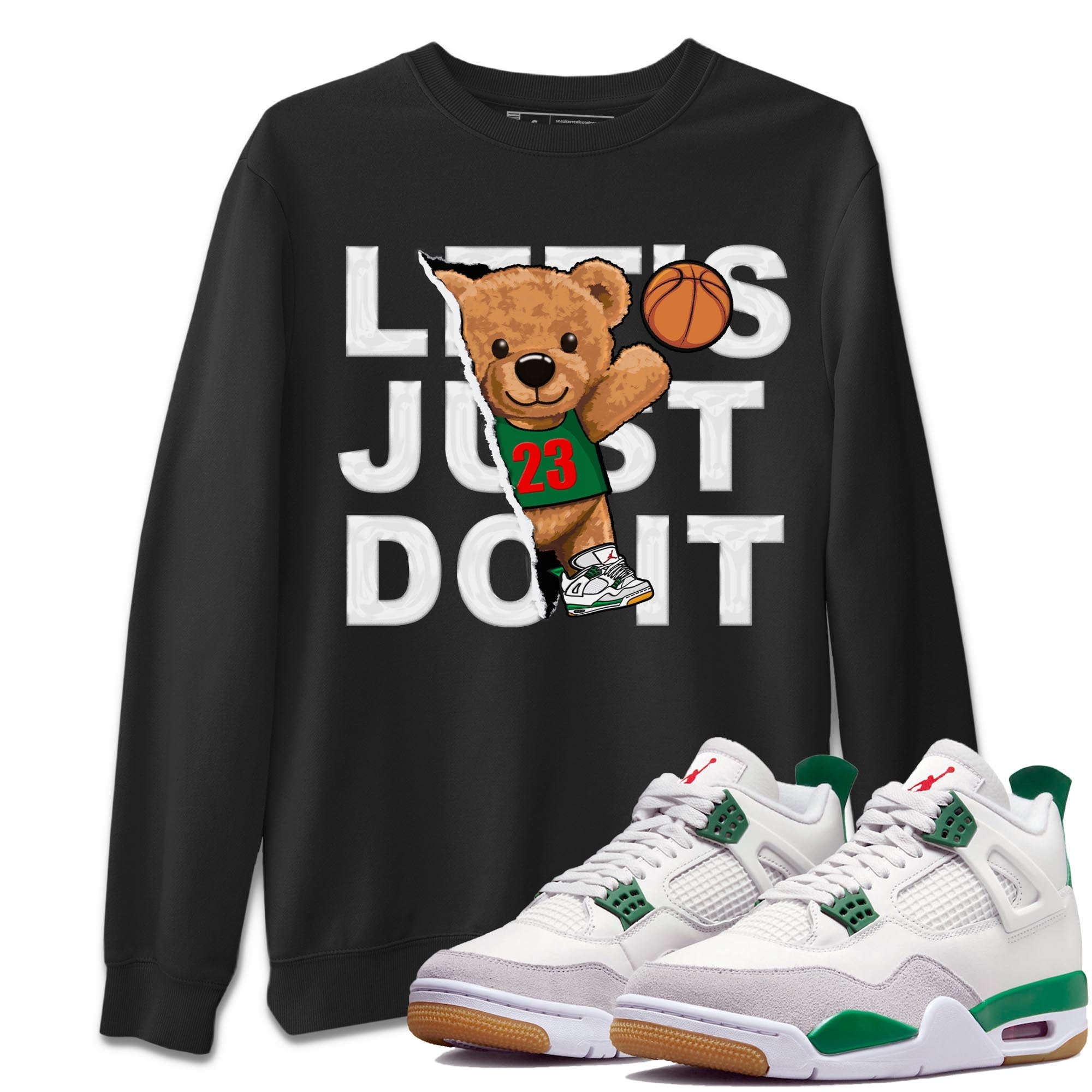 Air Jordan 4 Pine Green Sneaker Match Tees Rip Out Bear Streetwear Sneaker Shirt AJ 4s Pine Green Sneaker Release Tees Unisex Shirts Black 1