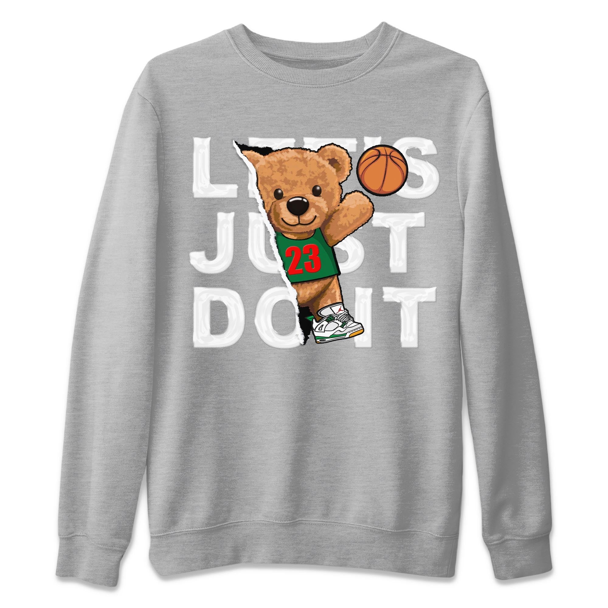 Air Jordan 4 Pine Green Sneaker Match Tees Rip Out Bear Streetwear Sneaker Shirt AJ 4s Pine Green Sneaker Release Tees Unisex Shirts Heather Grey 2