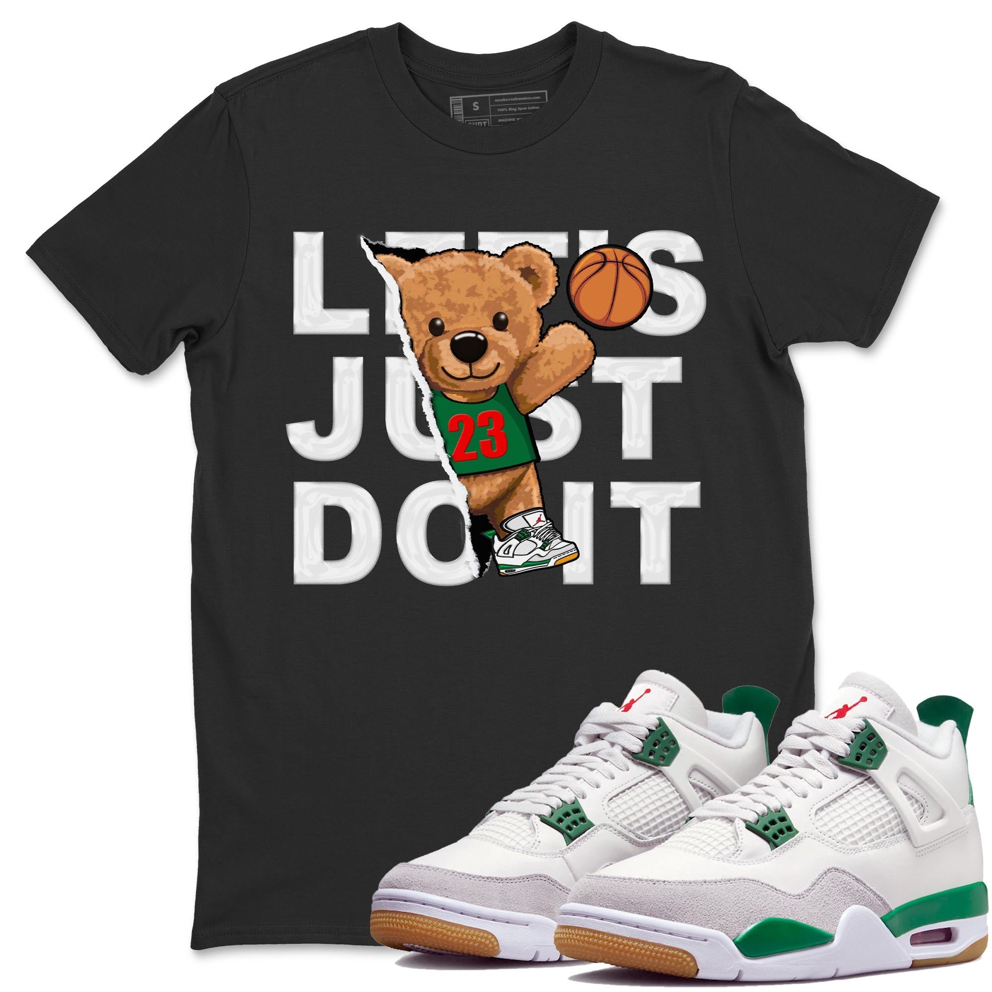 Air Jordan 4 Pine Green Sneaker Match Tees Rip Out Bear Streetwear Sneaker Shirt AJ 4s Pine Green Sneaker Release Tees Unisex Shirts Black 1