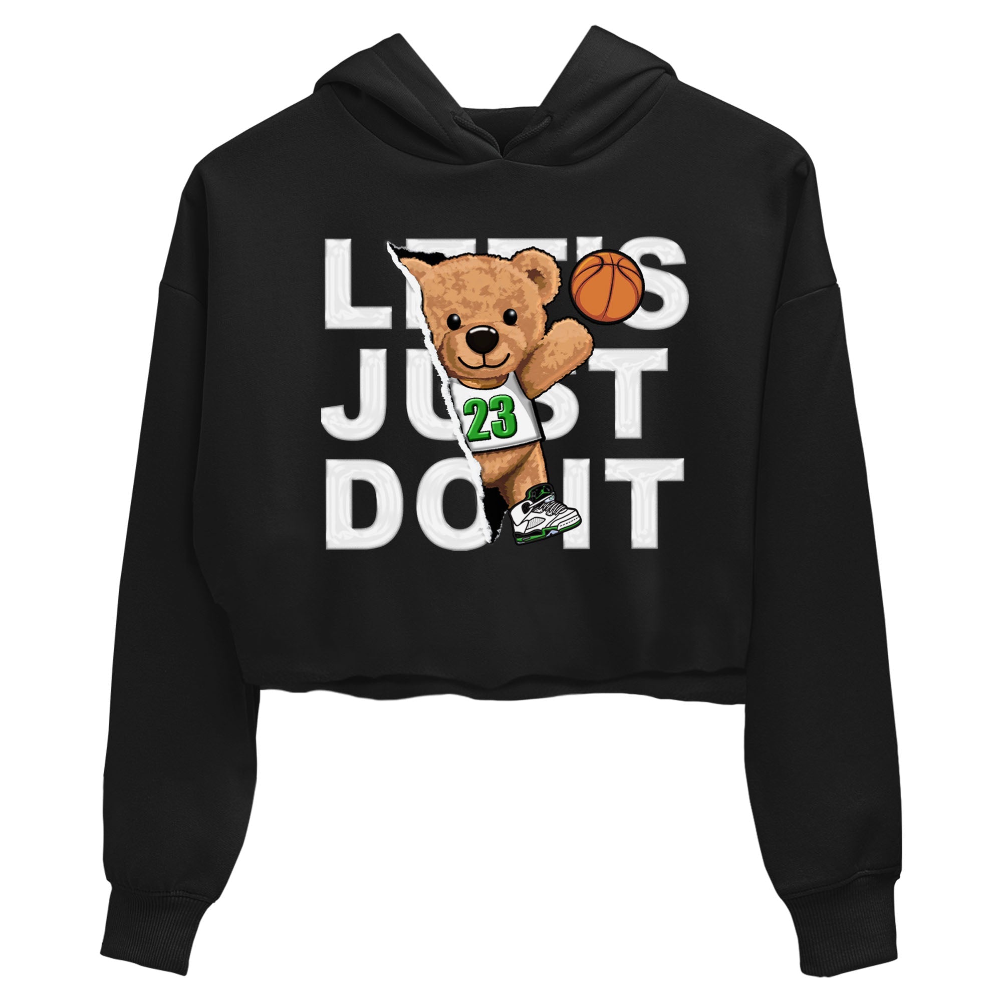 5s Lucky Green shirt to match jordans Rip Out Bear sneaker tees Air Jordan 5 Lucky Green Drip Gear Zone Black 2 crop length shirt