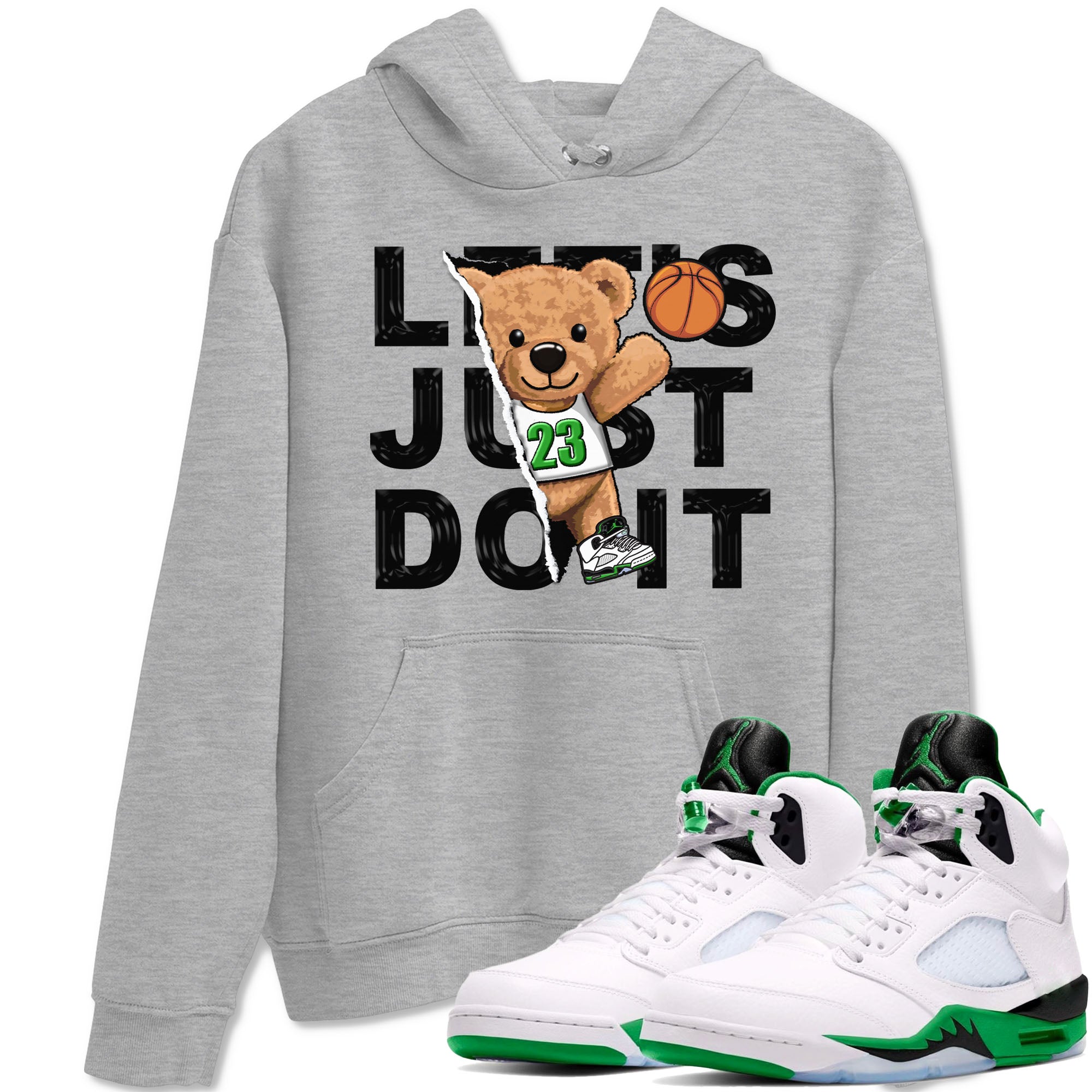 5s Lucky Green shirt to match jordans Rip Out Bear sneaker tees Air Jordan 5 Lucky Green Drip Gear Zone unisex cotton Heather Grey 1 crew neck shirt