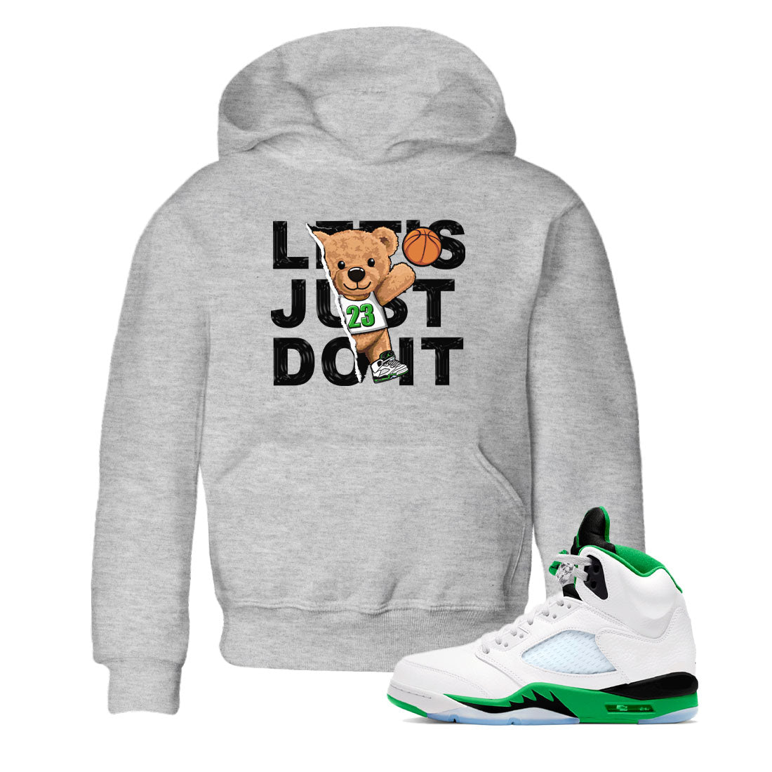 5s Lucky Green shirt to match jordans Rip Out Bear sneaker tees Air Jordan 5 Lucky Green Drip Gear Zone baby toddler Heather Grey 1 cotton Shirt