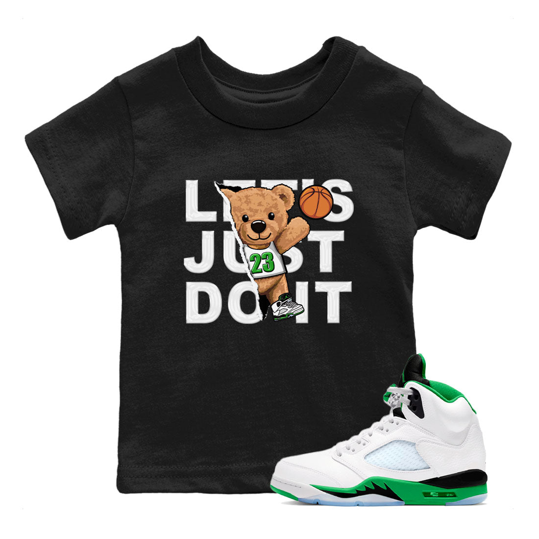 5s Lucky Green shirt to match jordans Rip Out Bear sneaker tees Air Jordan 5 Lucky Green Drip Gear Zone baby toddler Black 1 cotton Shirt