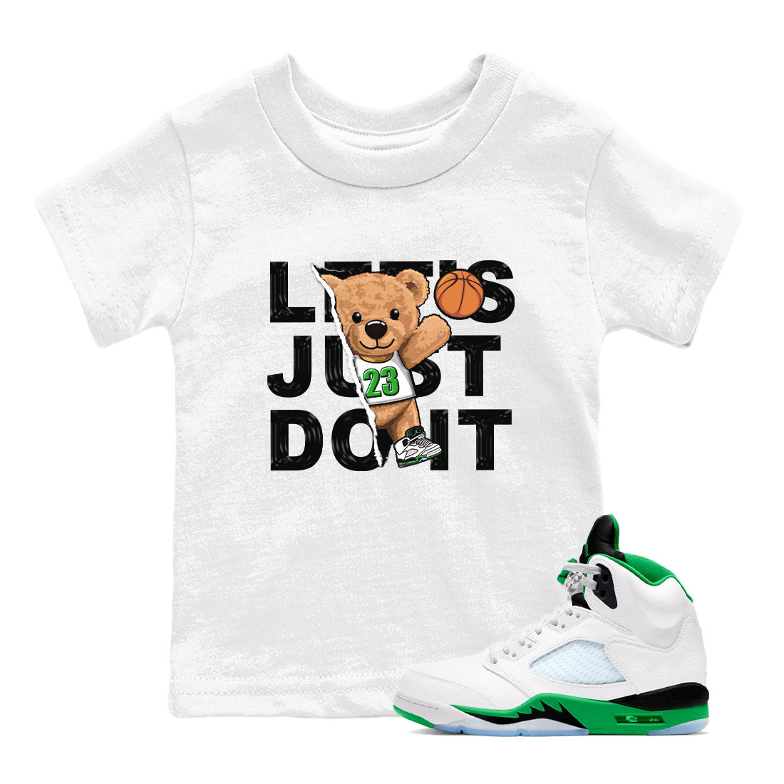 5s Lucky Green shirt to match jordans Rip Out Bear sneaker tees Air Jordan 5 Lucky Green Drip Gear Zone baby toddler White 1 cotton Shirt