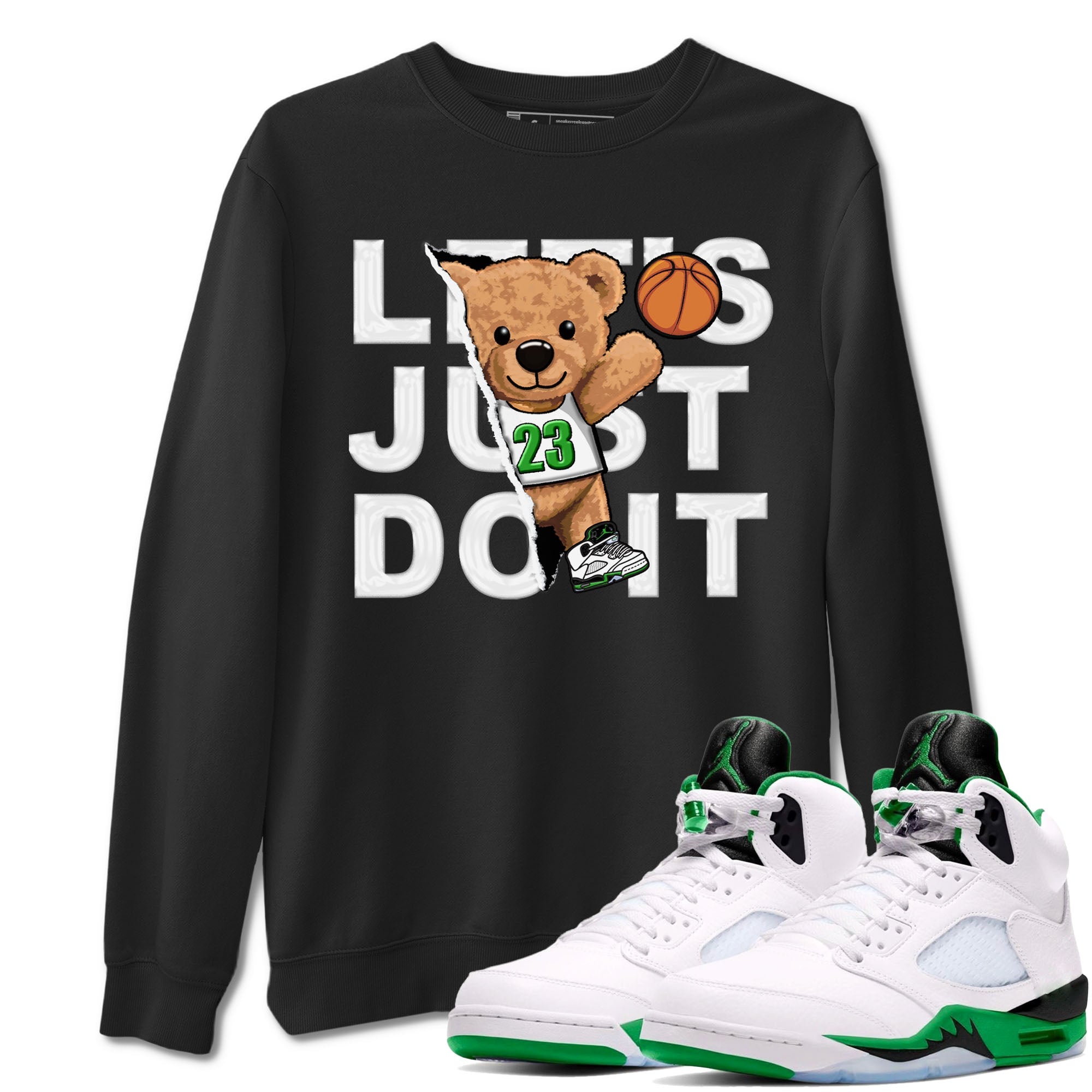 5s Lucky Green shirt to match jordans Rip Out Bear sneaker tees Air Jordan 5 Lucky Green Drip Gear Zone unisex cotton Black 1 crew neck shirt