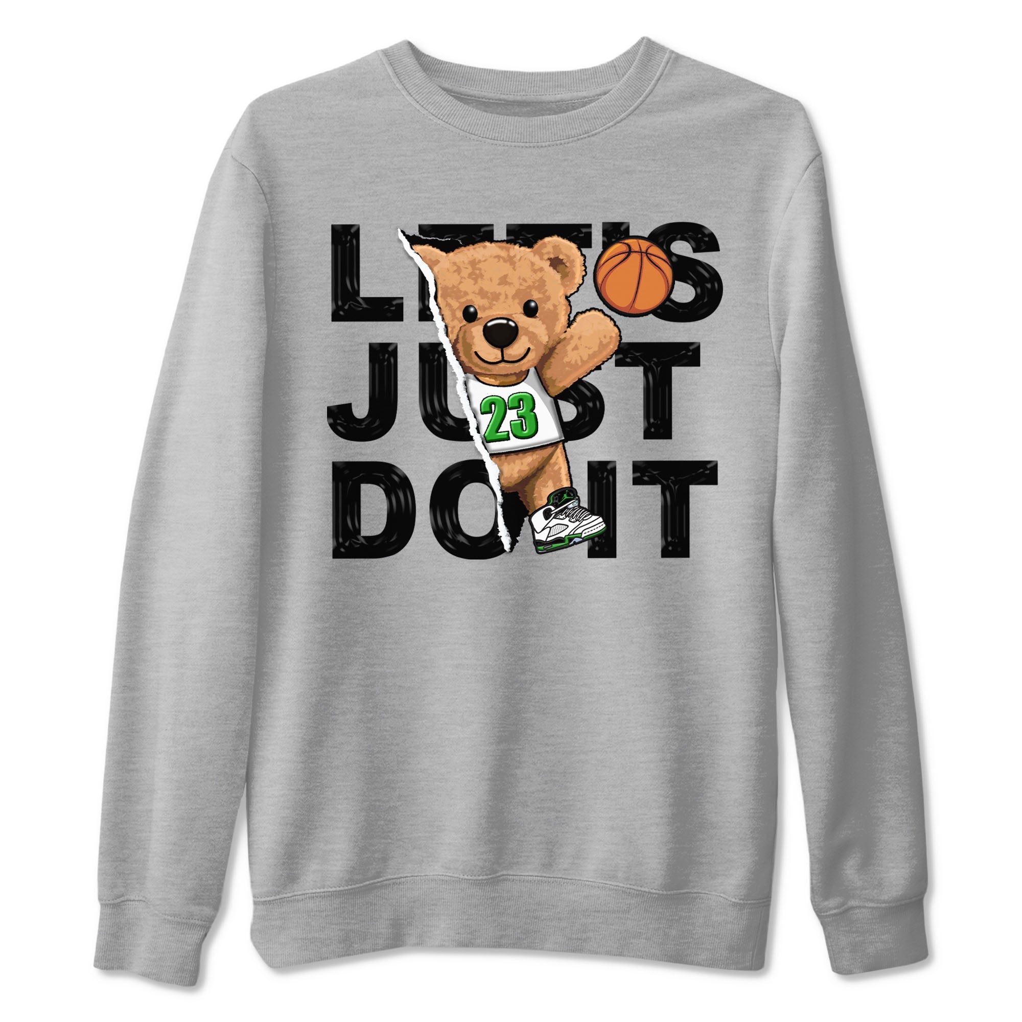5s Lucky Green shirt to match jordans Rip Out Bear sneaker tees Air Jordan 5 Lucky Green Drip Gear Zone unisex cotton Heather Grey 2 crew neck shirt