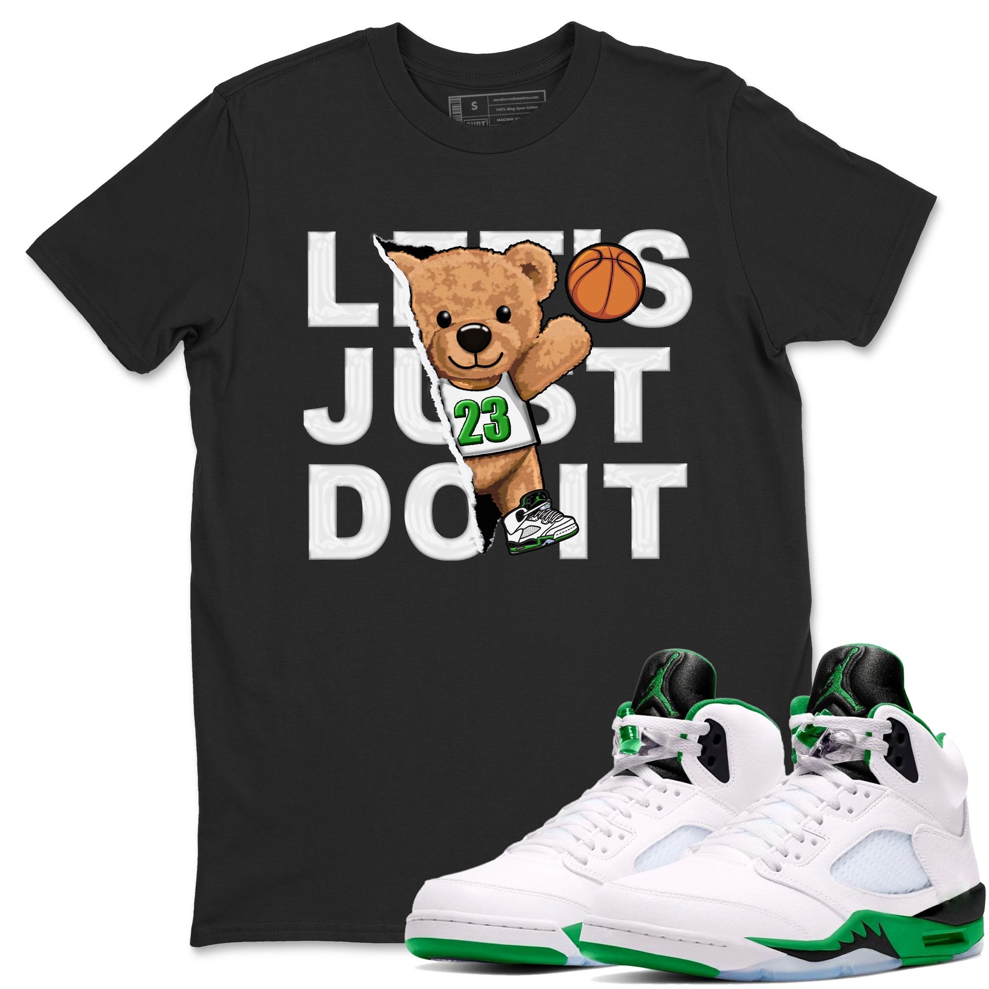 5s Lucky Green shirt to match jordans Rip Out Bear sneaker tees Air Jordan 5 Lucky Green Drip Gear Zone unisex cotton Black 1 crew neck shirt