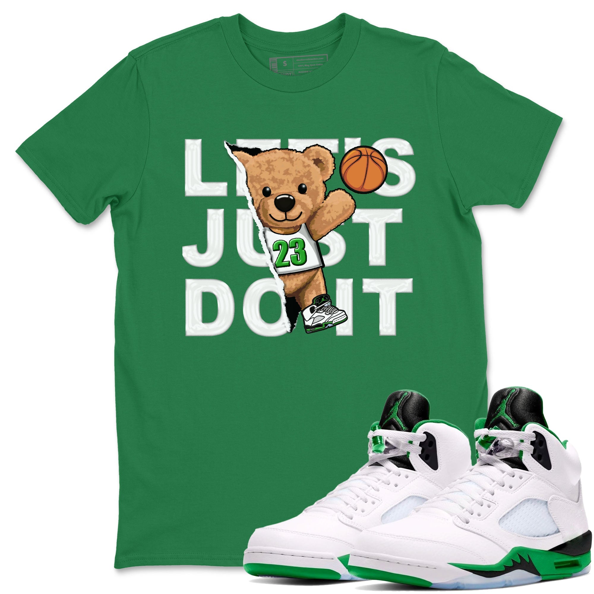 5s Lucky Green shirt to match jordans Rip Out Bear sneaker tees Air Jordan 5 Lucky Green Drip Gear Zone unisex cotton Kelly Green 1 crew neck shirt