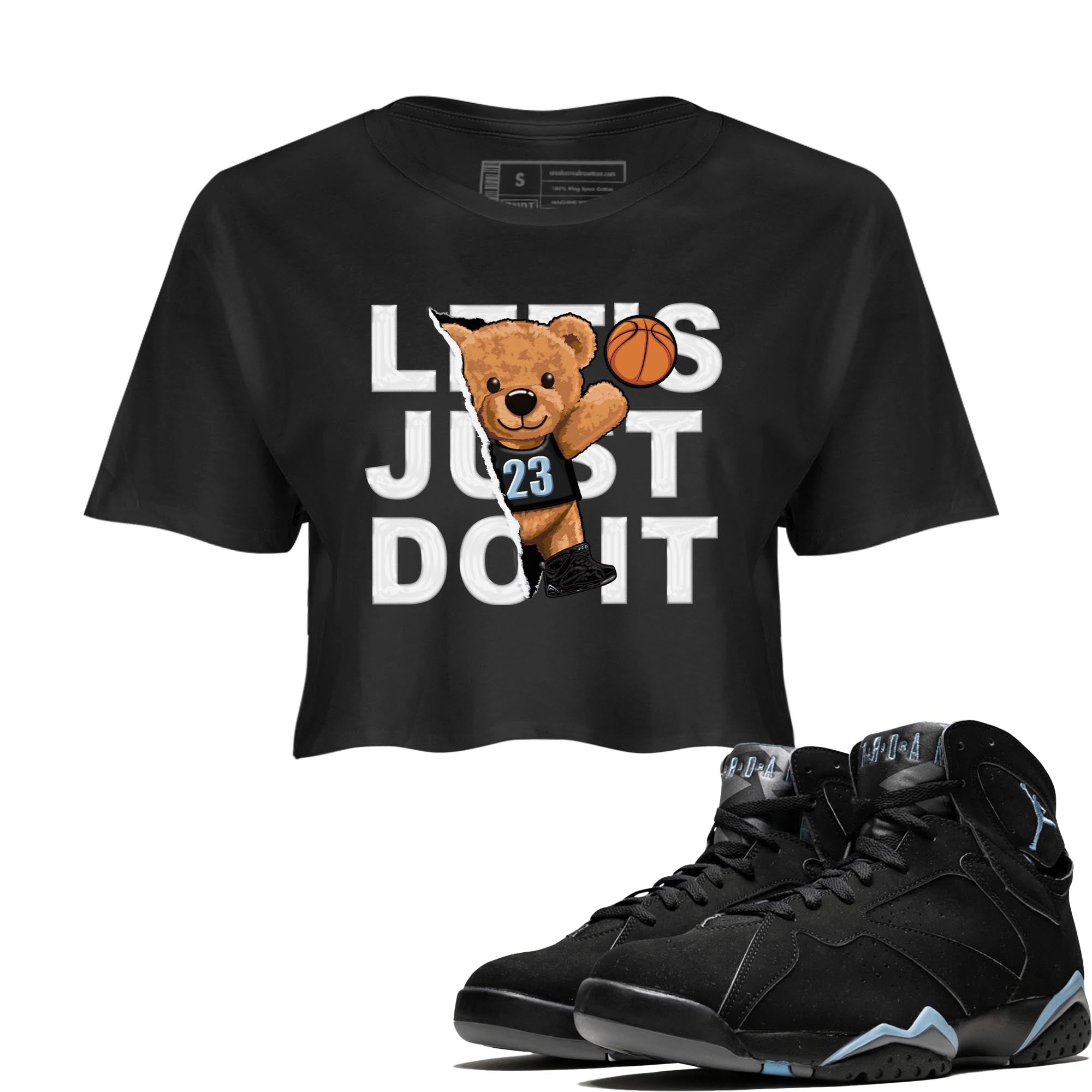 Air Jordan 7 Chambray shirt to match jordans Rip Out Bear Streetwear Sneaker Shirt AJ7 Chambray Drip Gear Zone Sneaker Matching Clothing Black 1 Crop T-Shirt