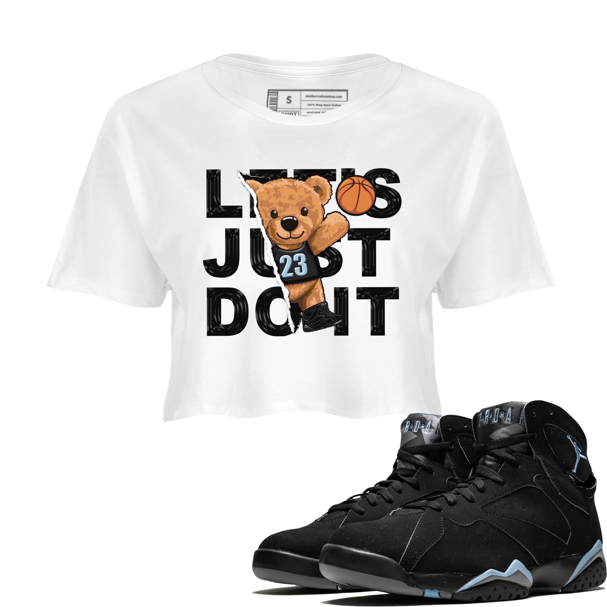 Air Jordan 7 Chambray shirt to match jordans Rip Out Bear Streetwear Sneaker Shirt AJ7 Chambray Drip Gear Zone Sneaker Matching Clothing White 1 Crop T-Shirt