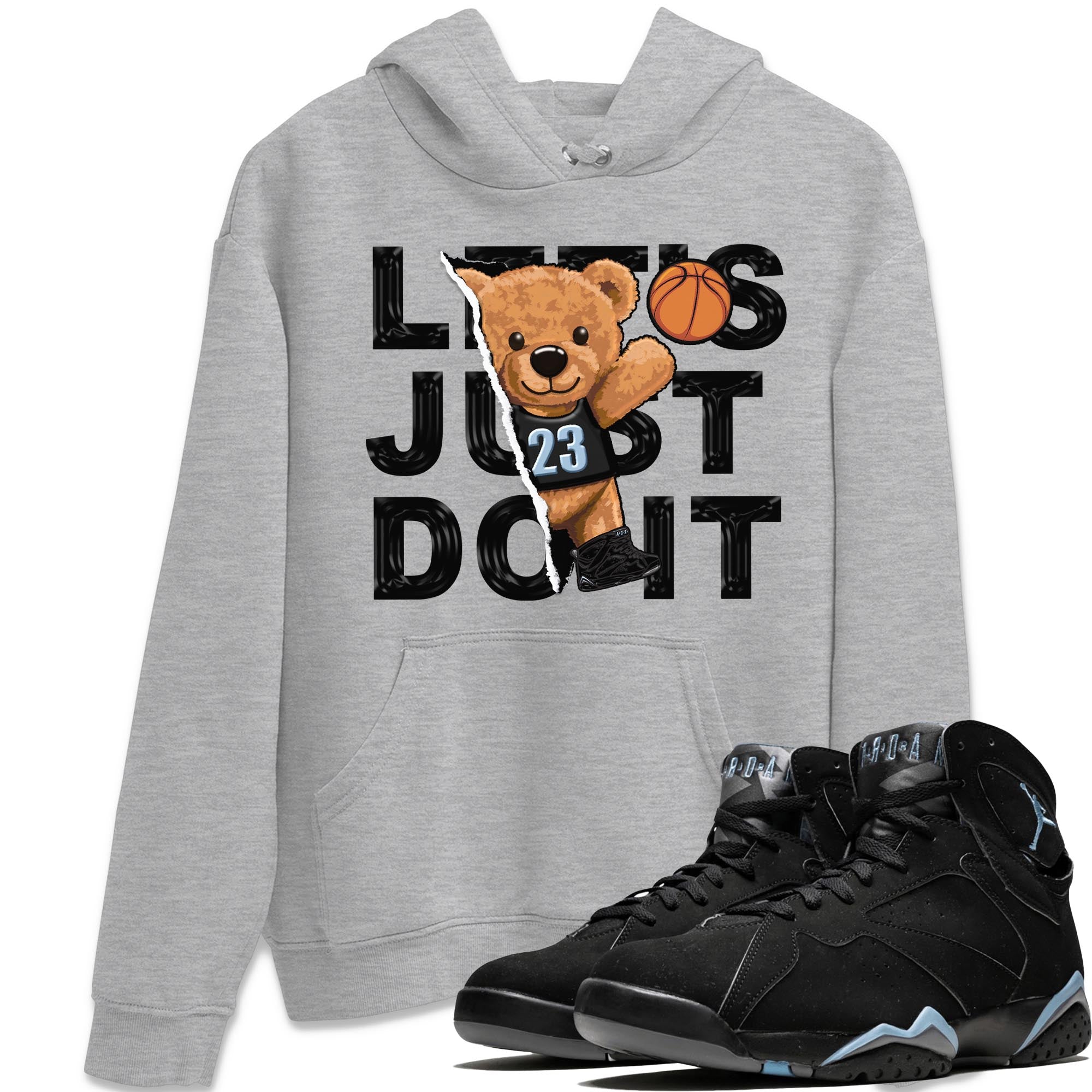 Air Jordan 7 Chambray shirt to match jordans Rip Out Bear Streetwear Sneaker Shirt AJ7 Chambray Drip Gear Zone Sneaker Matching Clothing Unisex Heather Grey 1 T-Shirt
